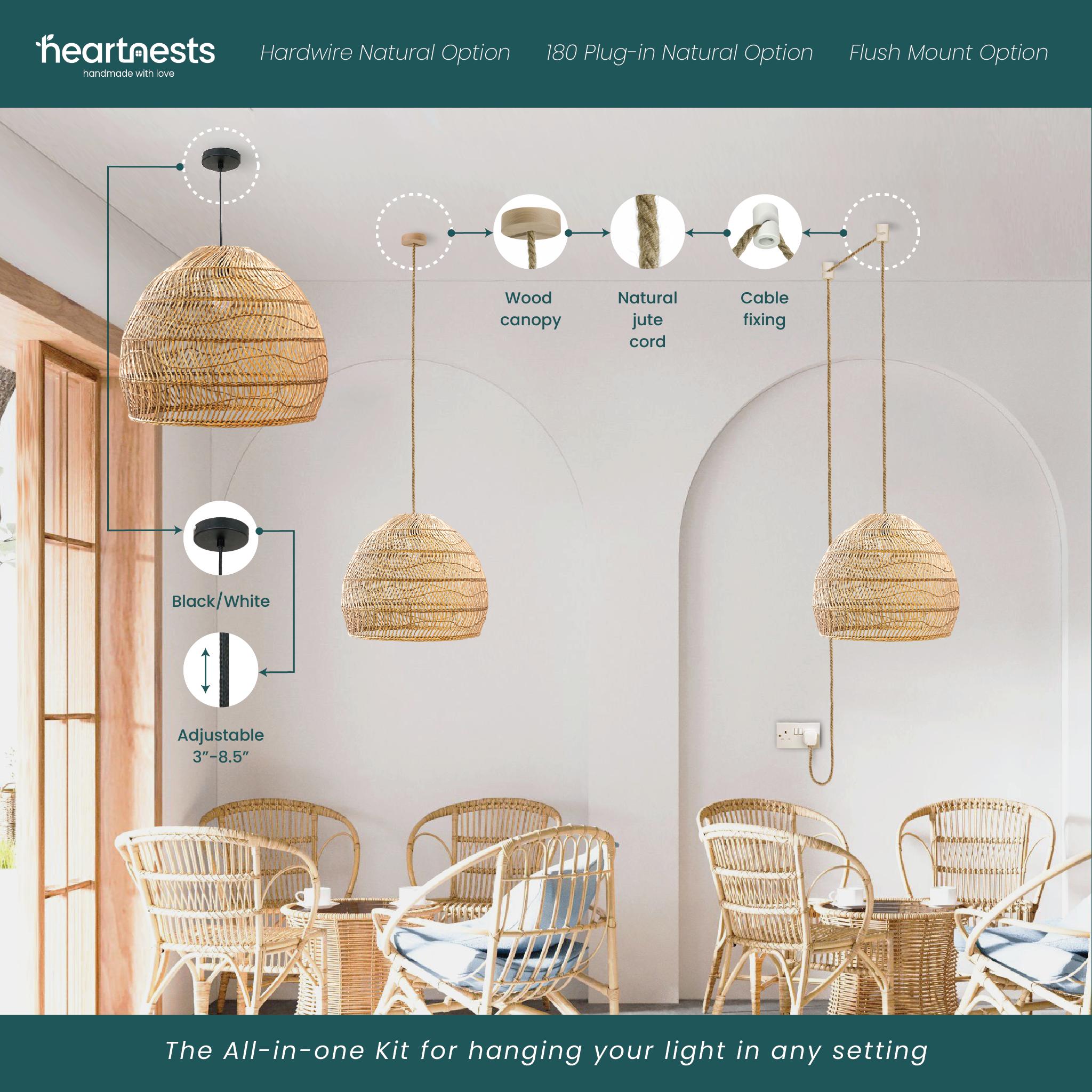 Brighton Rattan Pendant Light Size D35cm. Hot Trend 2023-2024