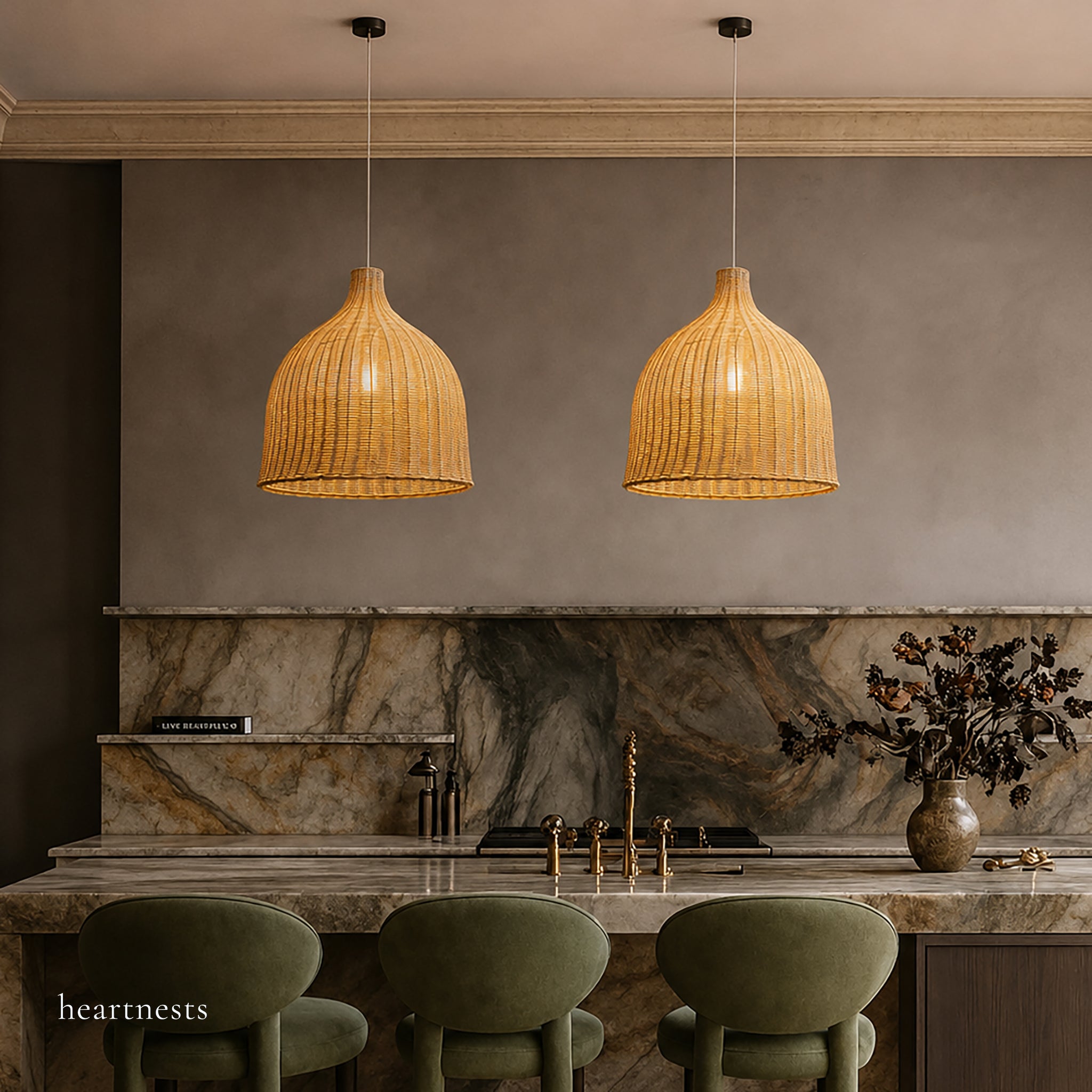 Baleria Rattan Pendant Light - Handwoven Cane Rattan
