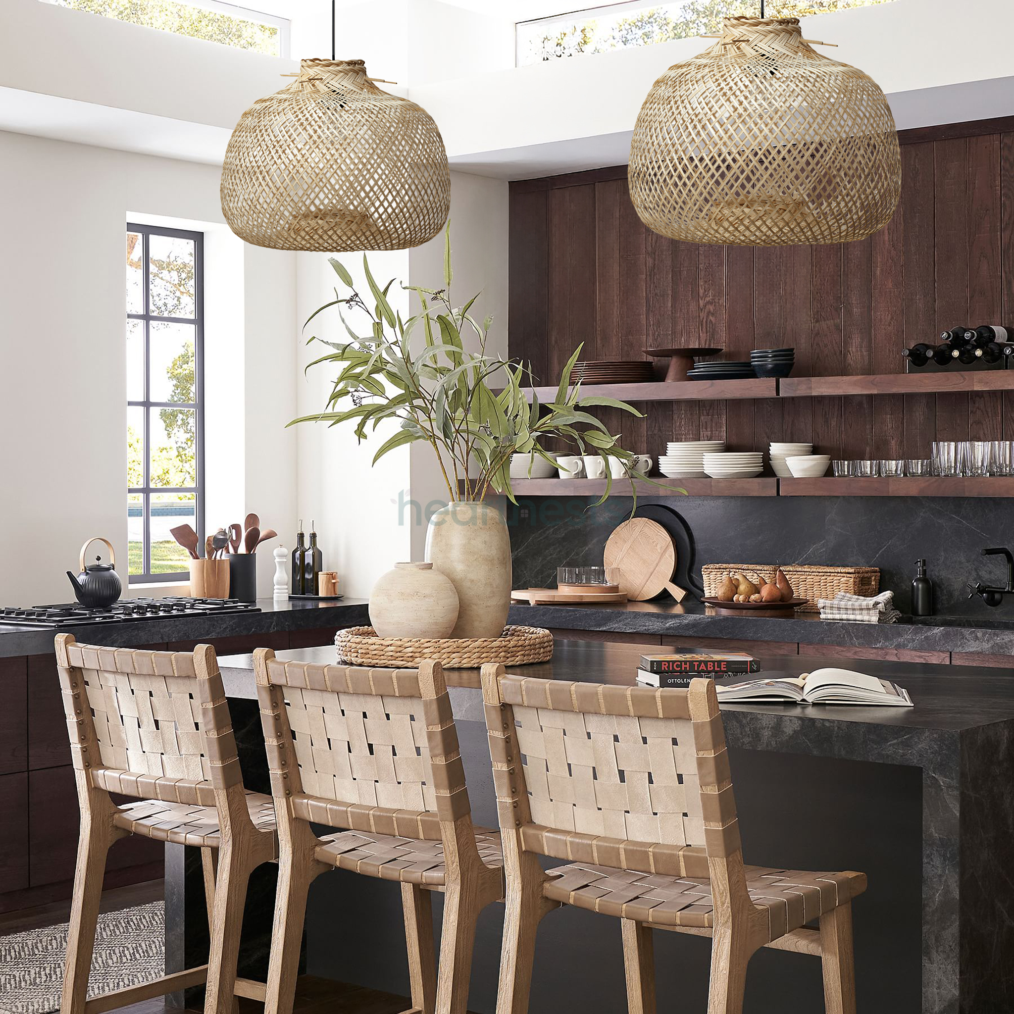 Bali Bamboo Pendant Light - Handwoven Organic Bamboo