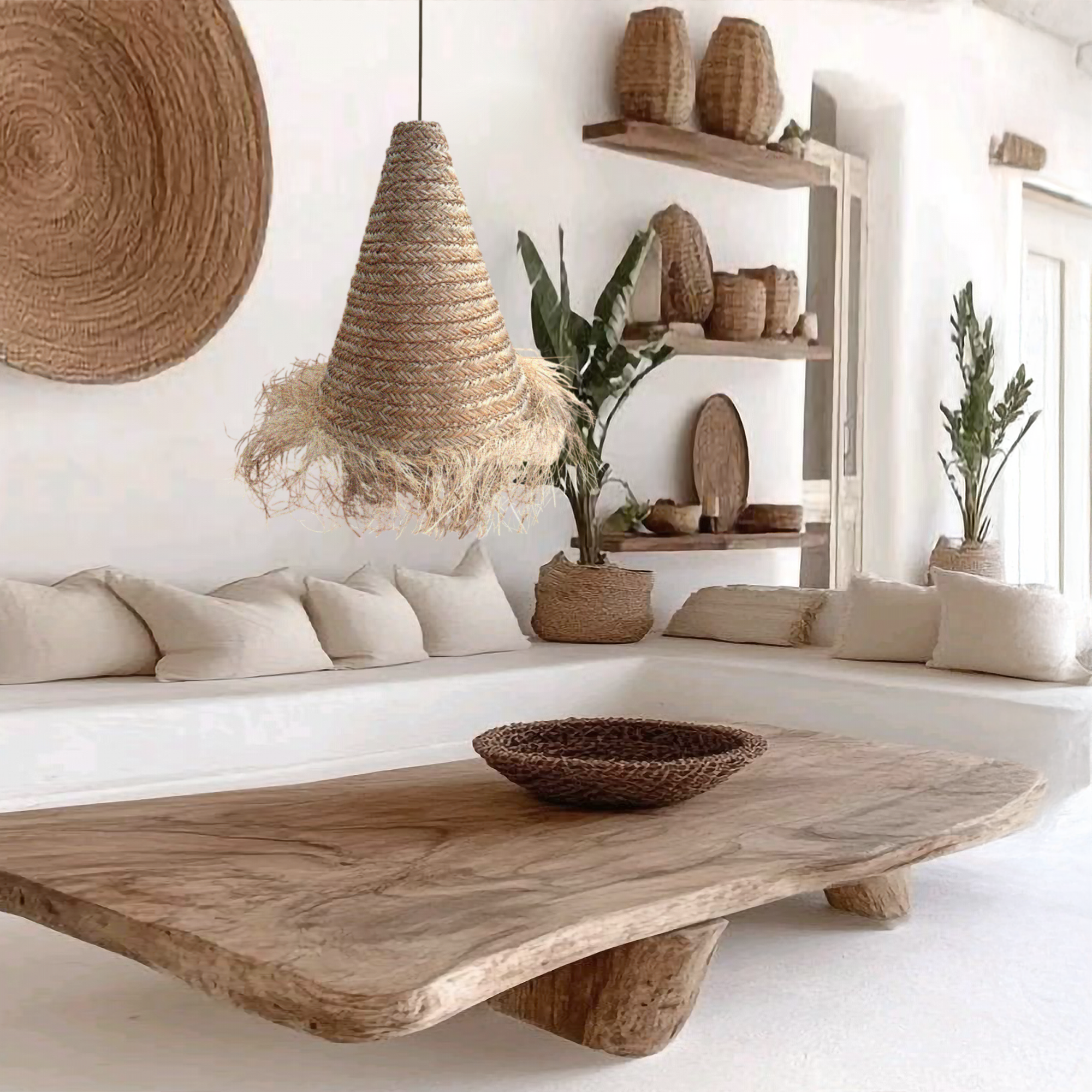 Bora Seagrass Pendant Light - Handwoven Organic Seagrass