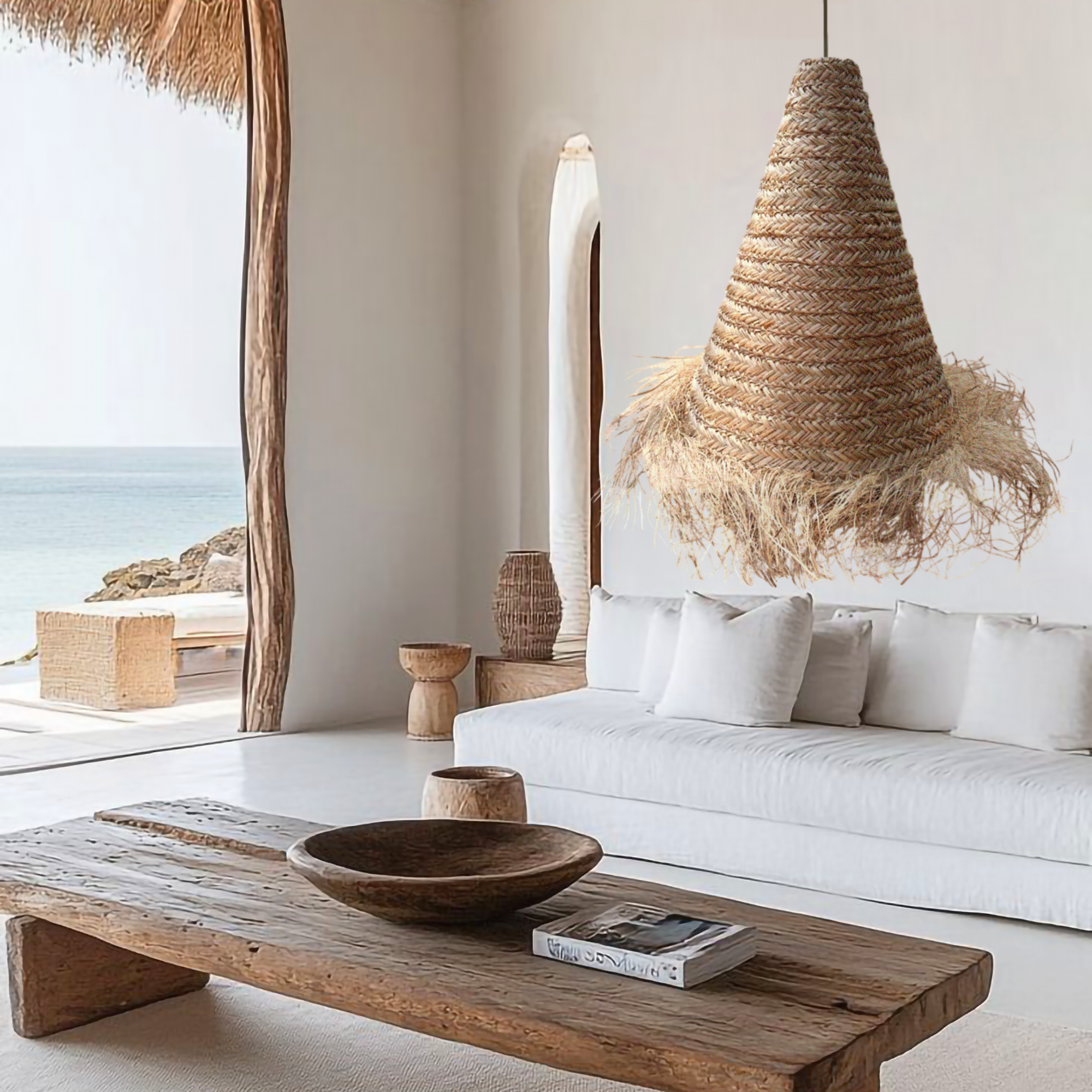 Bora Seagrass Pendant Light - Handwoven Organic Seagrass