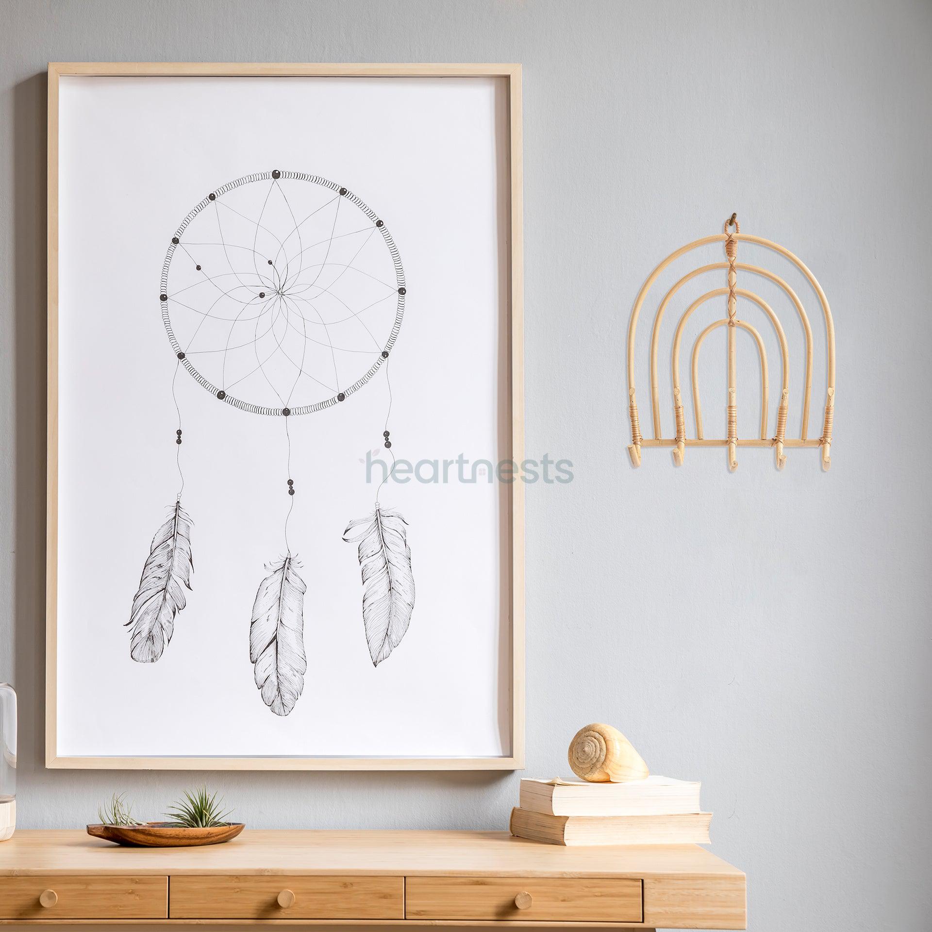 Fina 5 Hook Rattan Wall Hanger