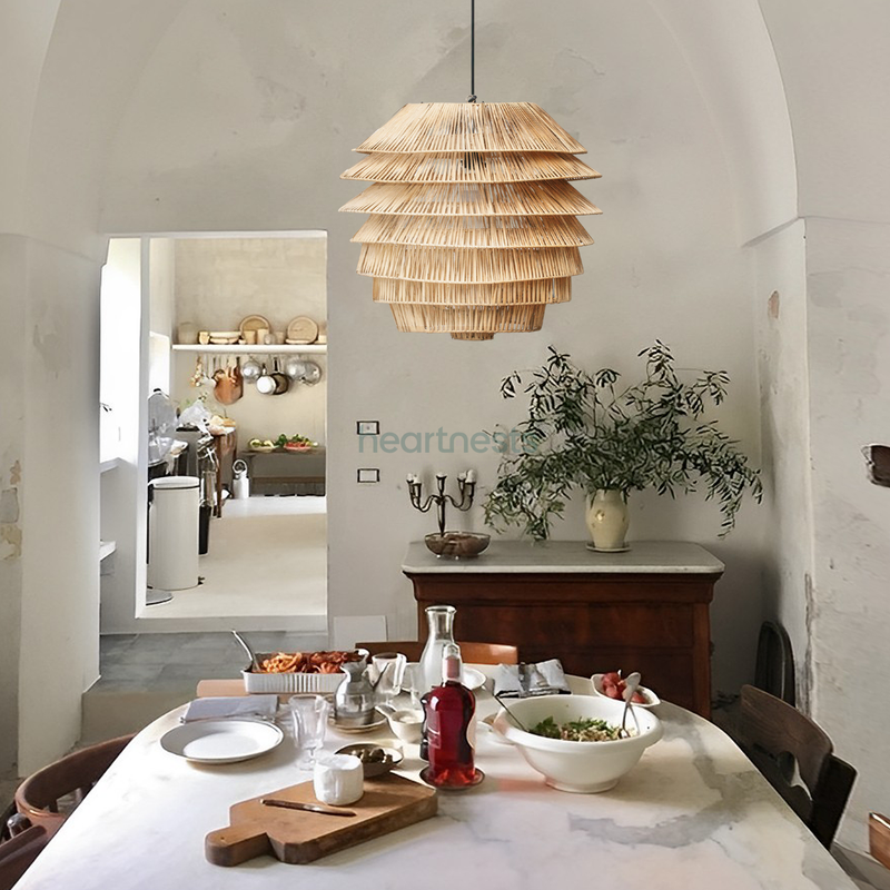 Selena Rattan Pendant Light - Handwoven Cane Rattan Ceiling Lamp