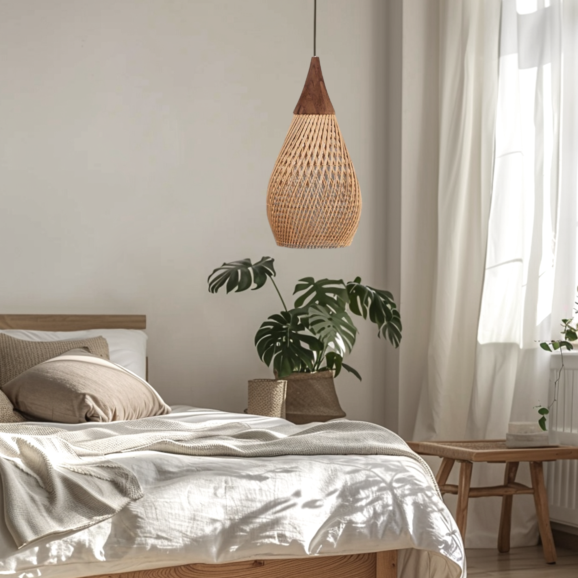 Hibicus A Rattan Pendant Light - Handwoven natural rattan