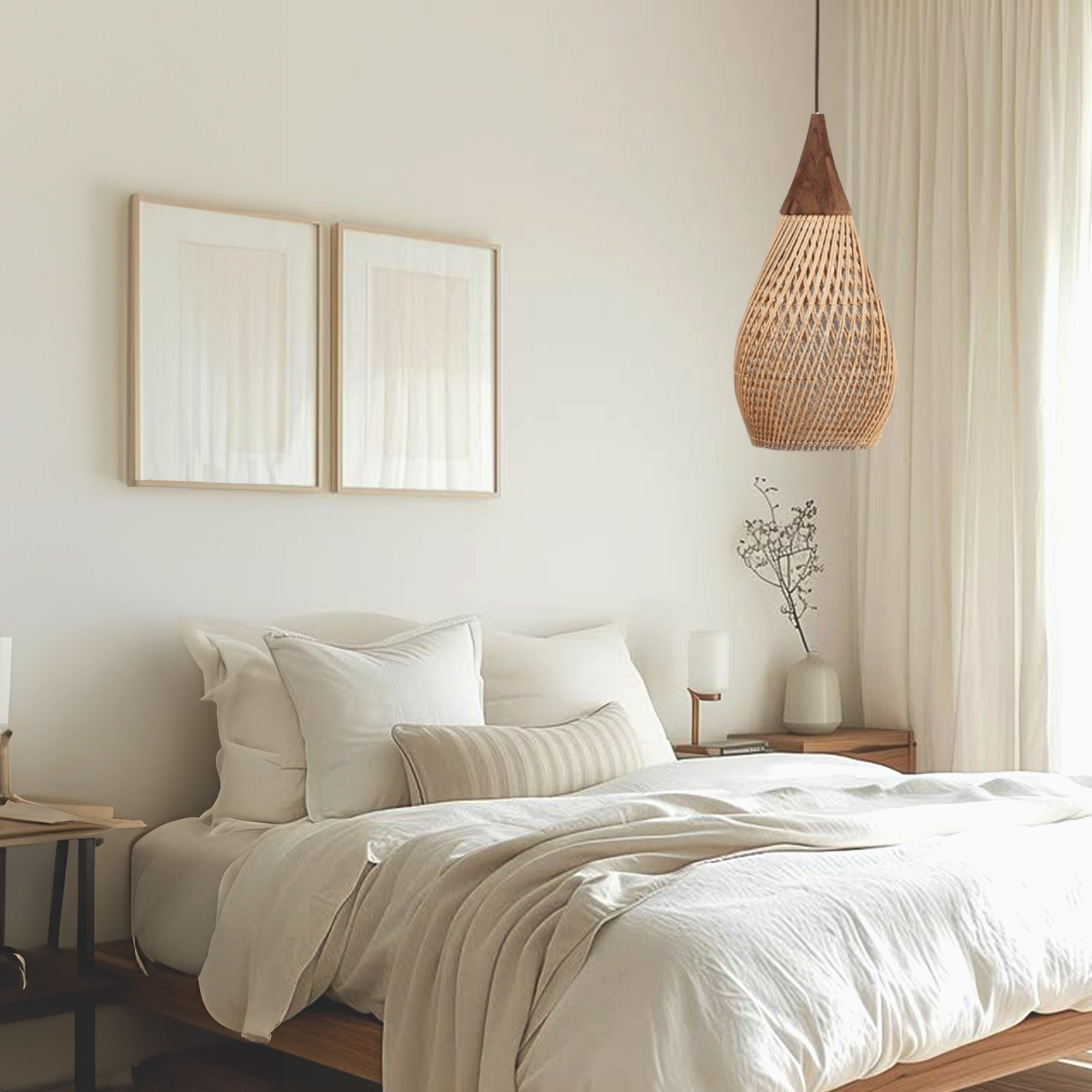 Hibicus A Rattan Pendant Light - Handwoven natural rattan