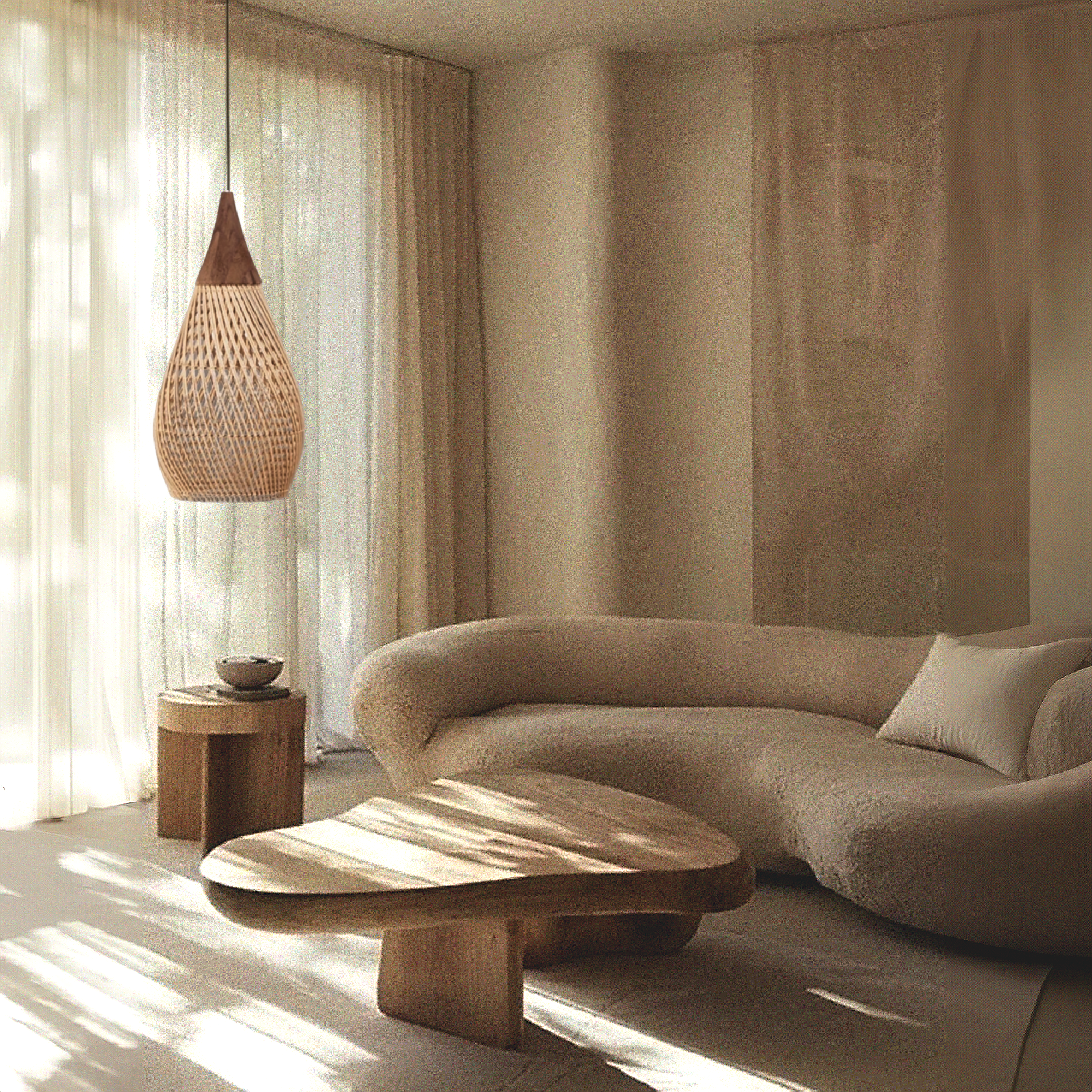 Hibicus A Rattan Pendant Light - Handwoven natural rattan