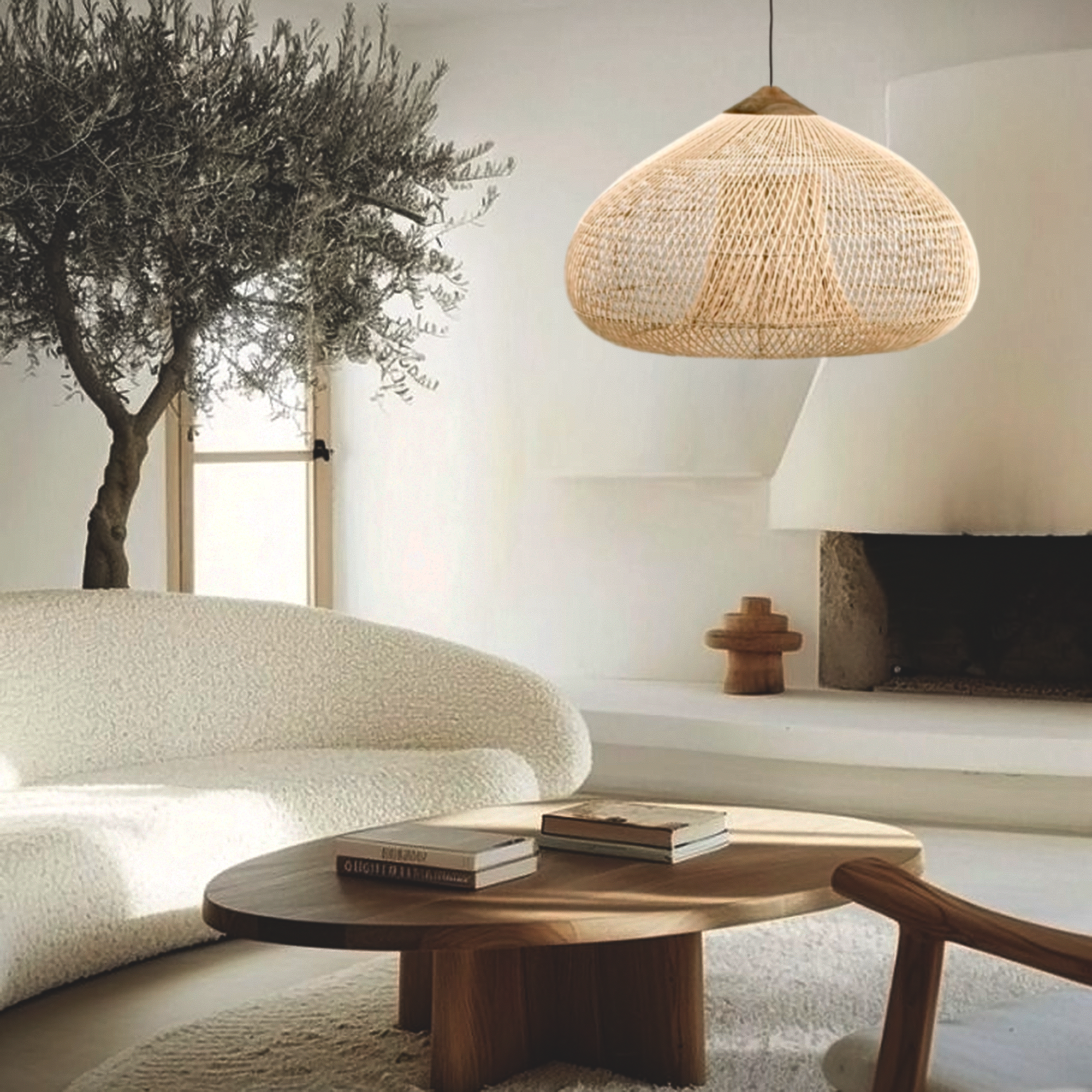 Hibicus B Rattan Pendant Light - Handwoven natural rattan