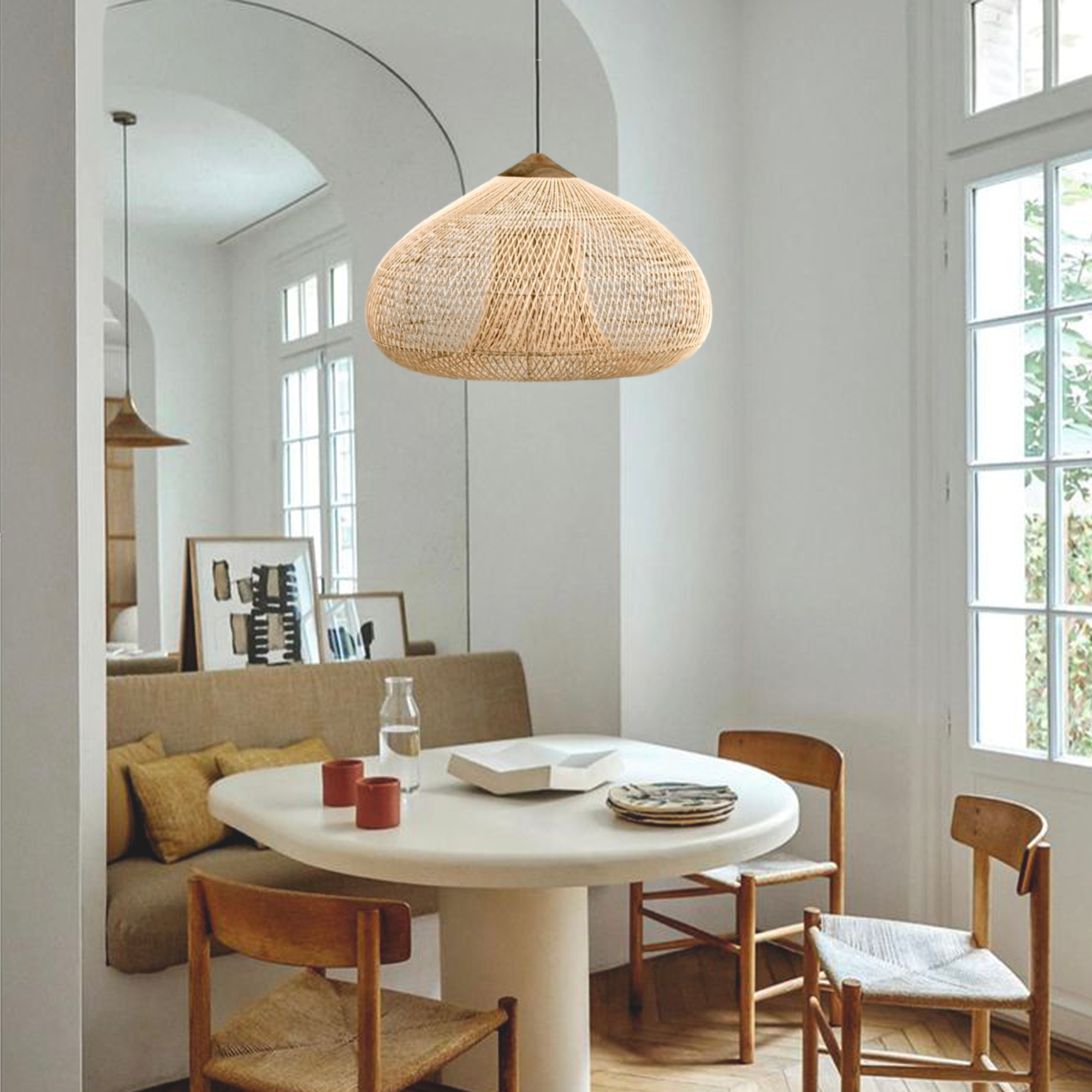 Hibicus B Rattan Pendant Light - Handwoven natural rattan