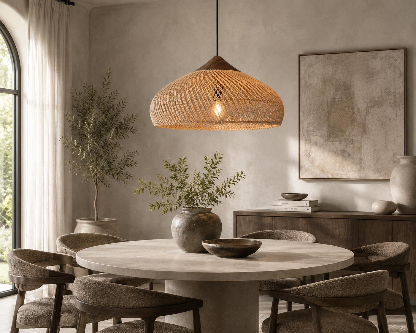 Hibicus D Rattan Pendant Light – Organic Woven Design