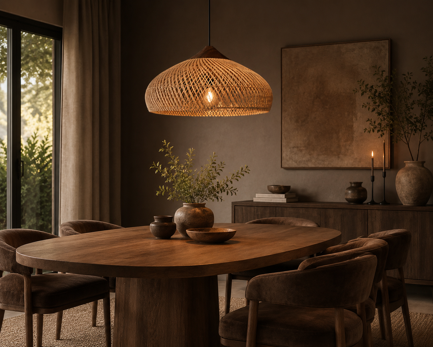 Hibicus D Rattan Pendant Light – Organic Woven Design