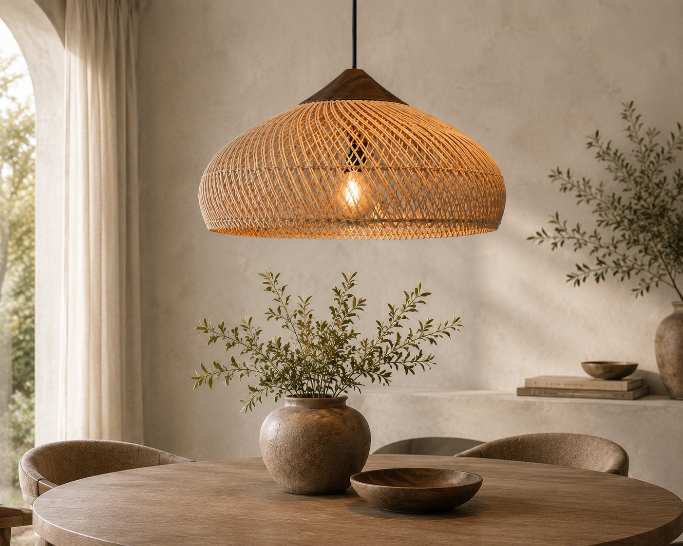 Hibicus D Rattan Pendant Light – Organic Woven Design