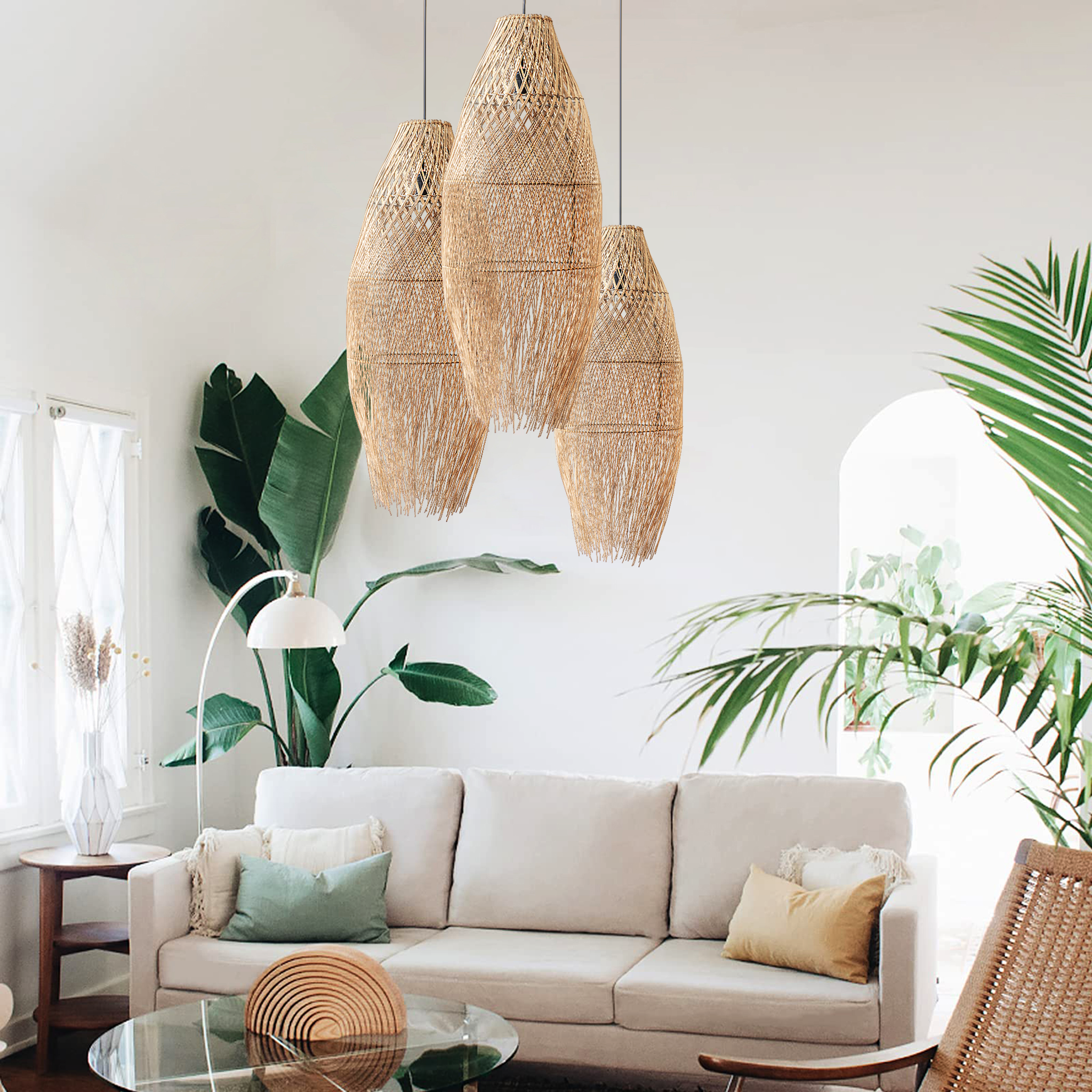 Imani Rattan Pendant Light - Handwoven natural rattan