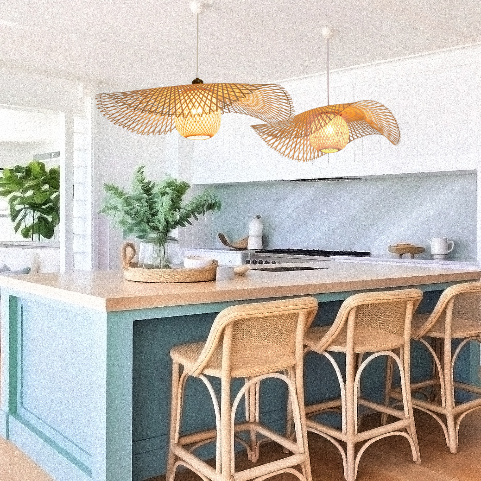 Kauai Bamboo Pendant Light Sculptural Design