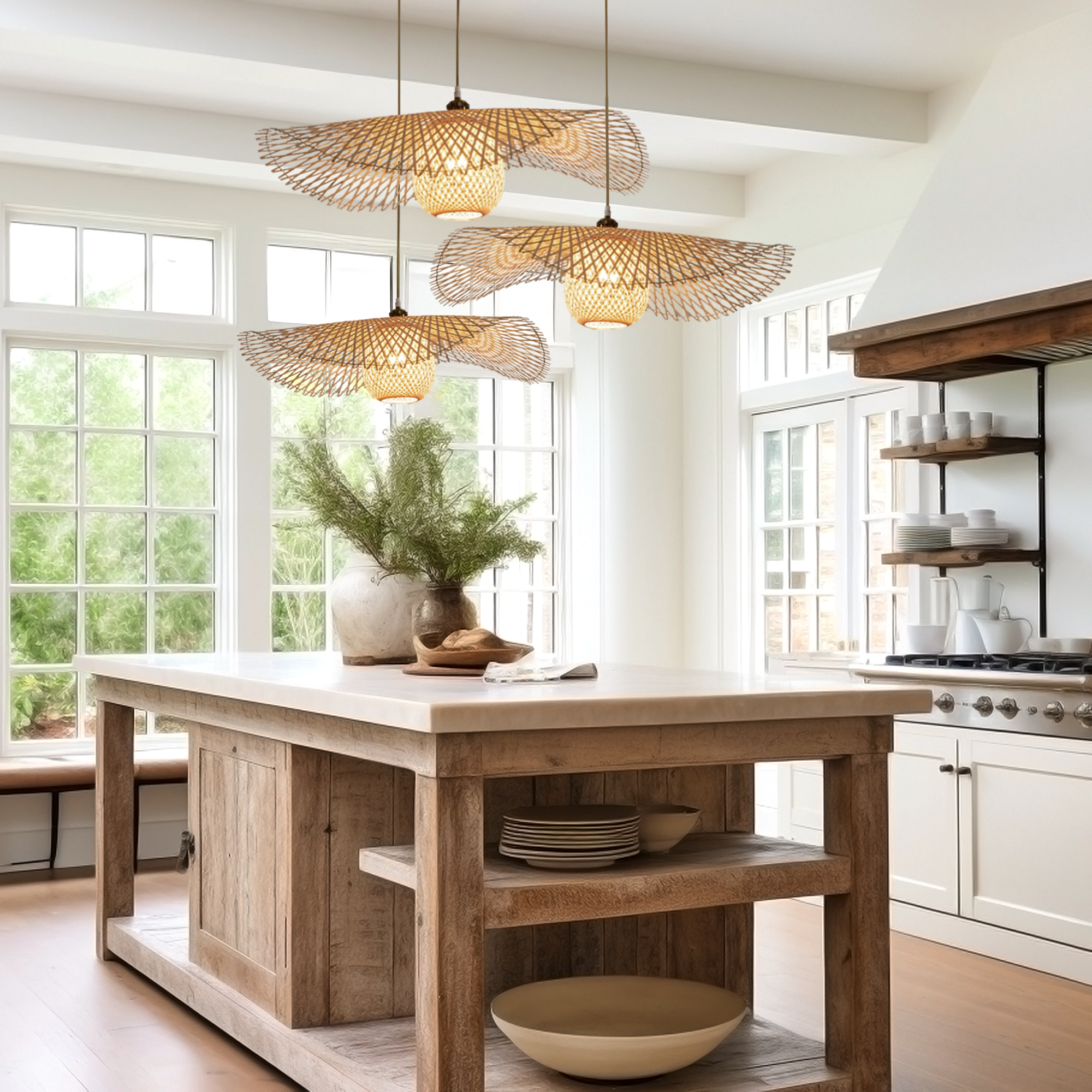 Kauai Bamboo Pendant Light Sculptural Design