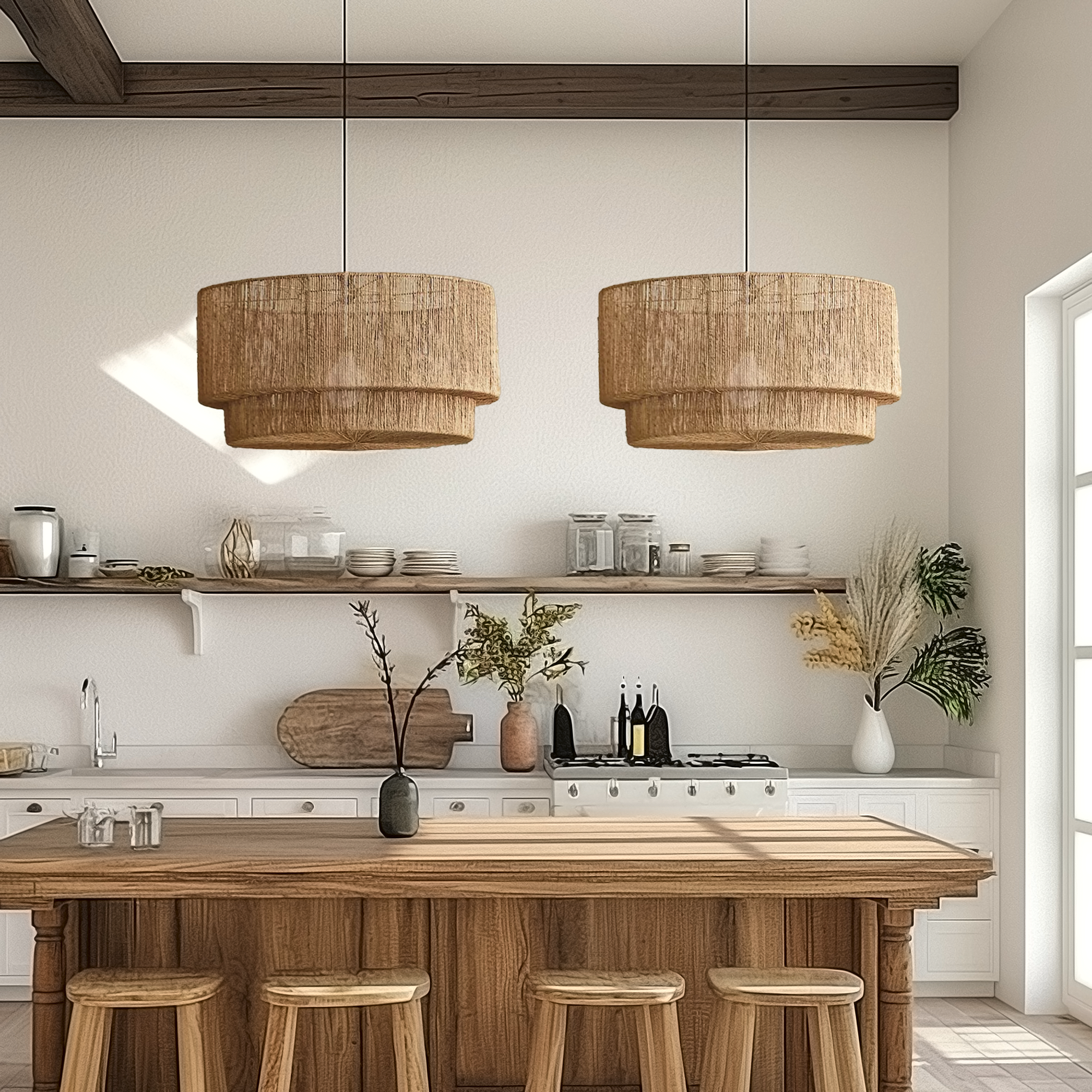 Lumina Jute Pendant Light - Handwoven natural rattan