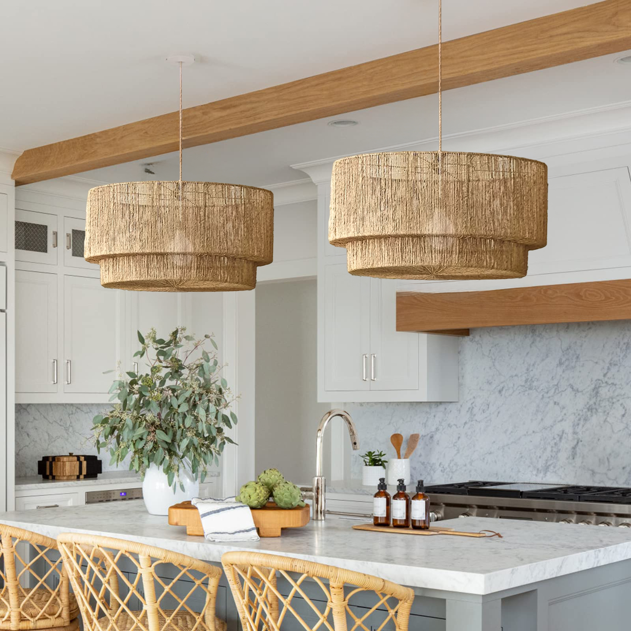 Lumina Jute Pendant Light - Handwoven natural rattan