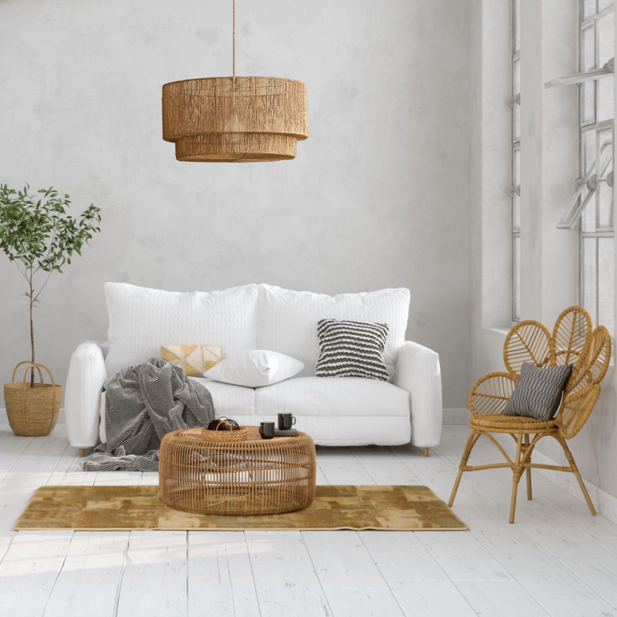 Lumina Jute Pendant Light - Handwoven natural rattan