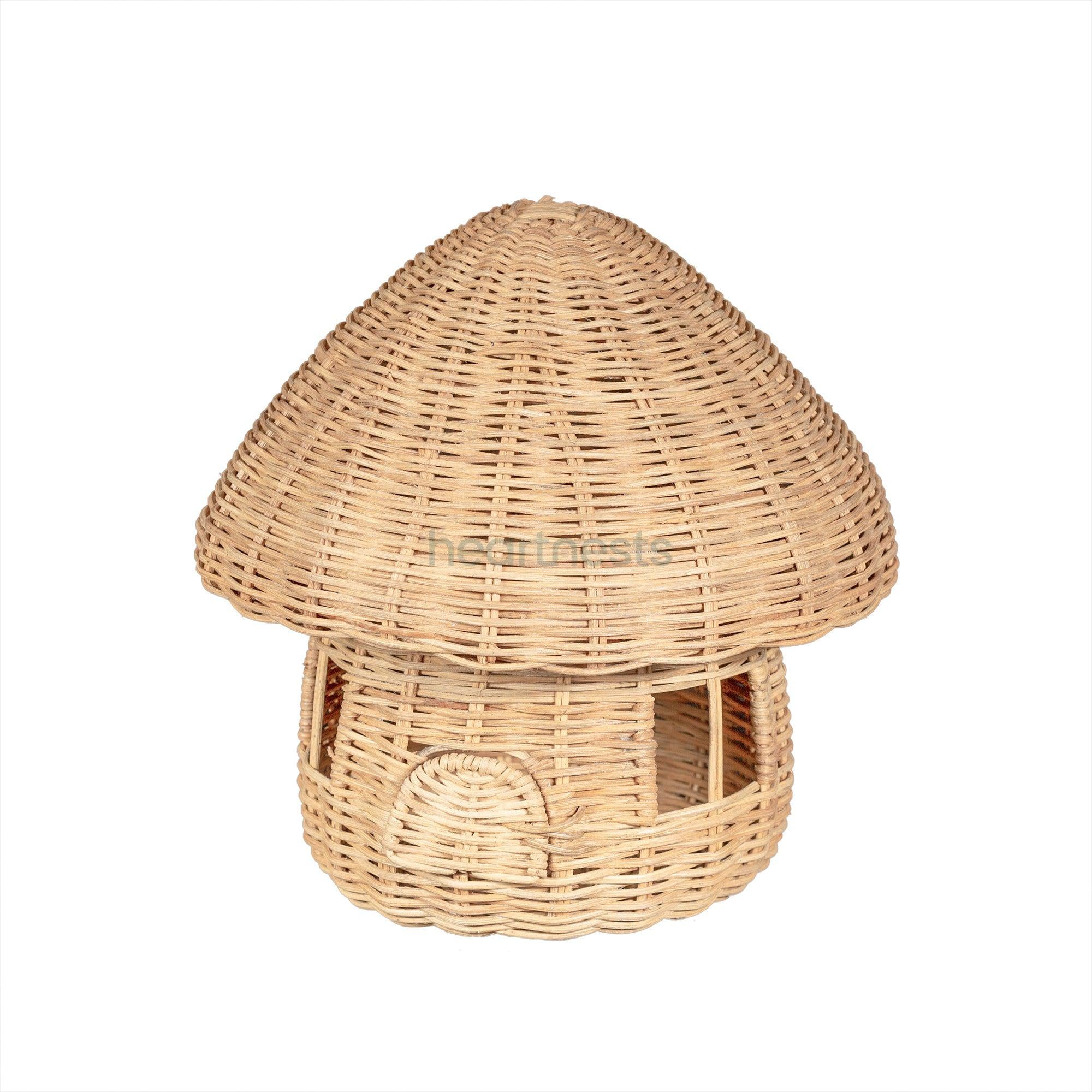 A Heartnests' Malia Rattan Mushroom in 45 degree angle on white background