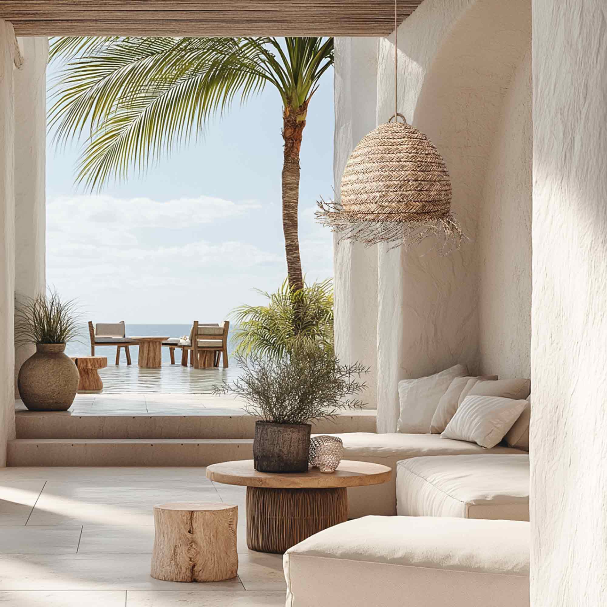 Molokai Seagrass Pendant Light - Handwoven Organic Seagrass