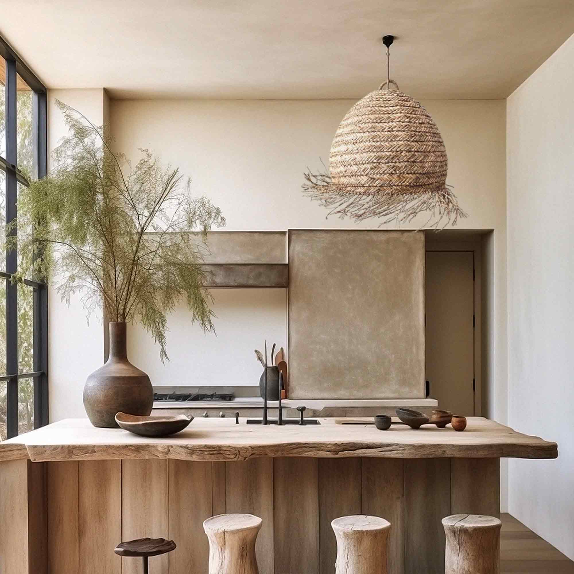 Molokai Seagrass Pendant Light - Handwoven Organic Seagrass