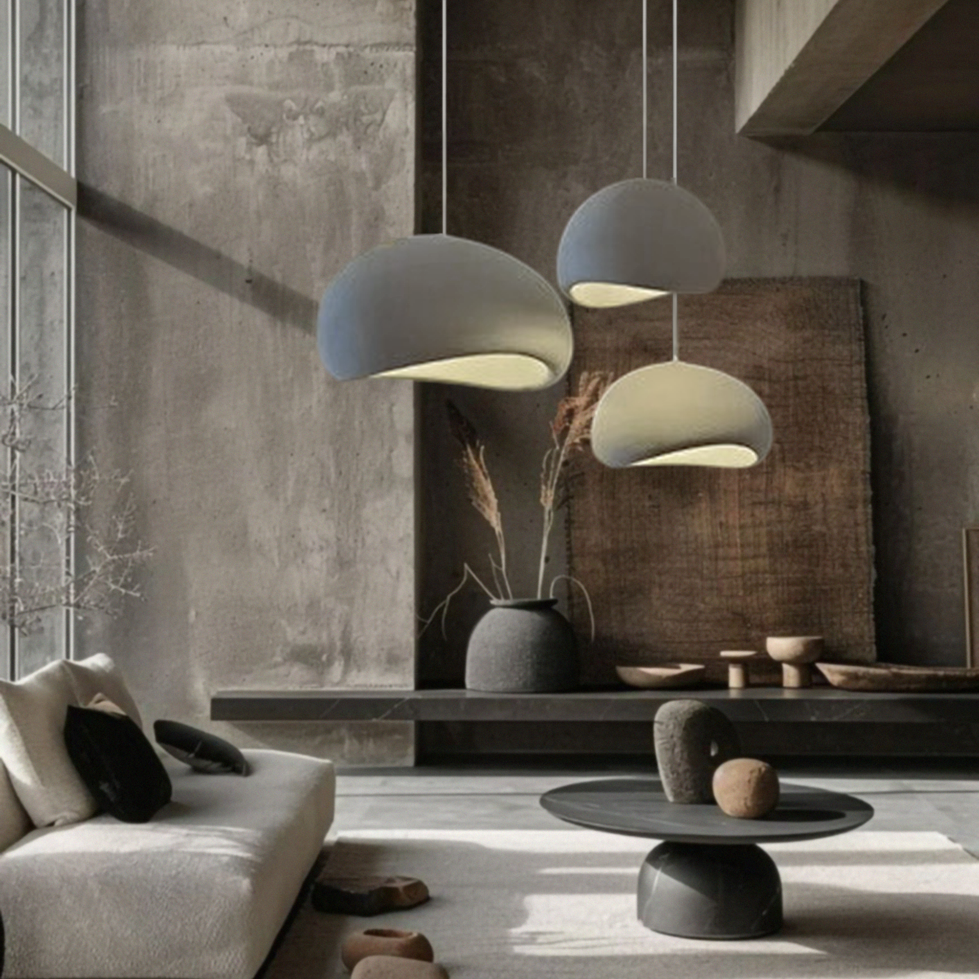 Nalia Grey Resin Pendant Light Bundle Set of 3 – Polyester Resin