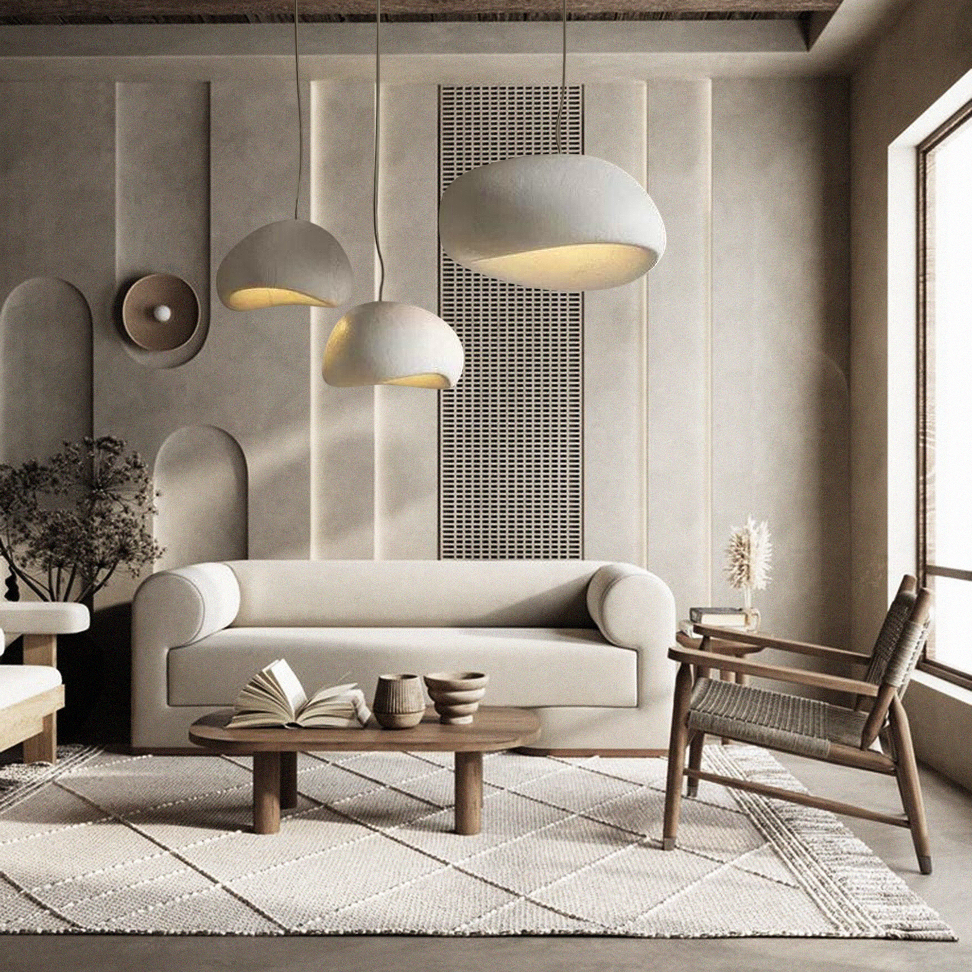 Nalia White Pendant Light Bundle Set of 3 – Polyester Resin