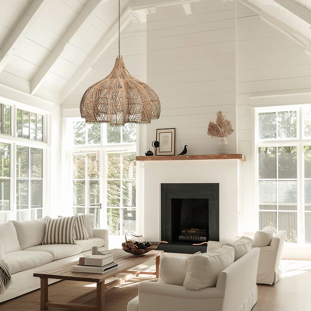 Nava L Rattan Pendant Light - Handwoven Cane Rattan