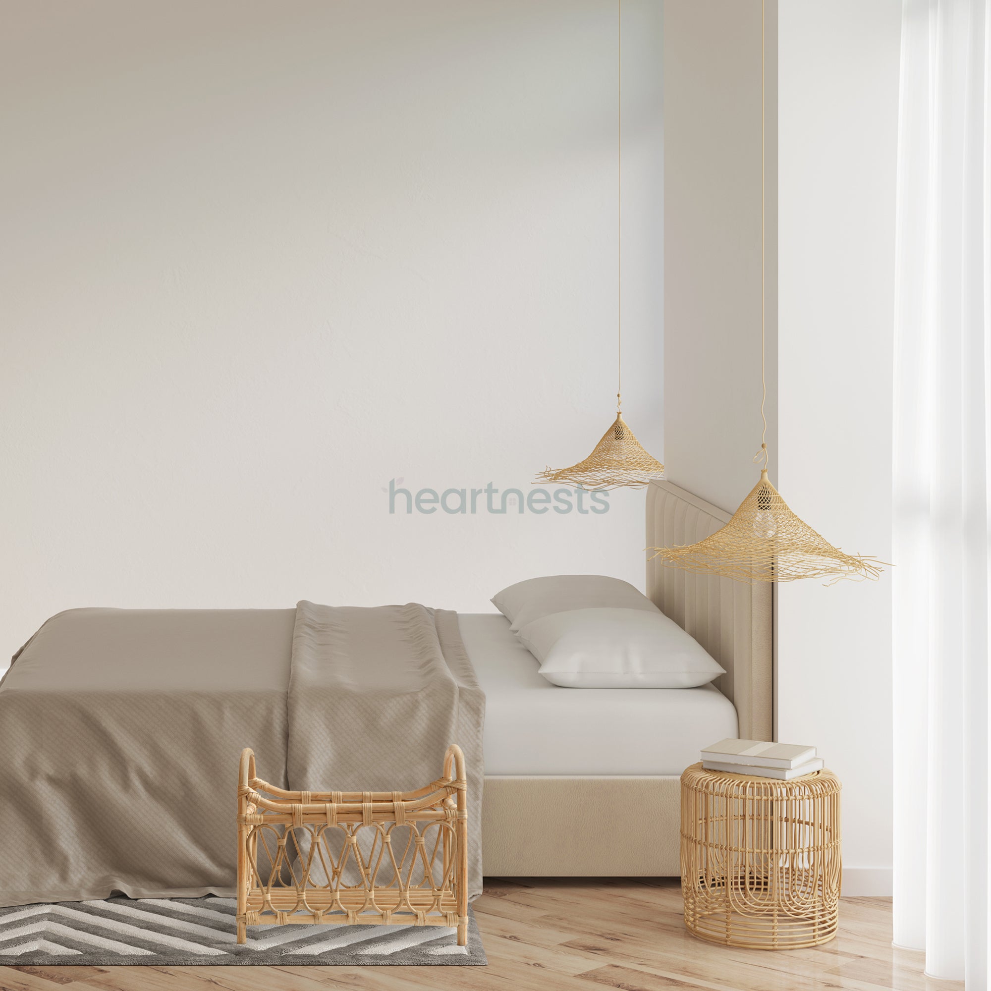 Heartnests' Neslia Newborn Prop is on a floor of a bedroom