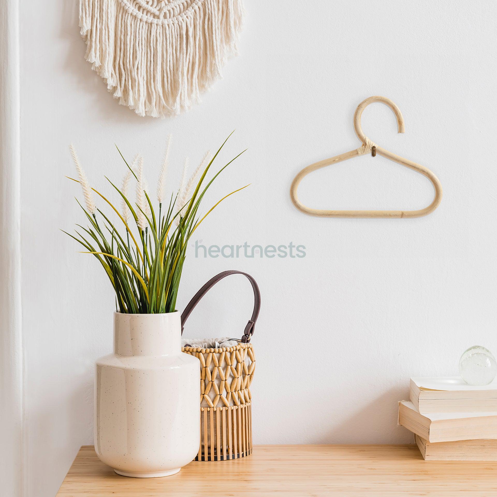 Sita Rattan Wall Decor Hanger - Handwoven Natural Rattan Clothing Hanger