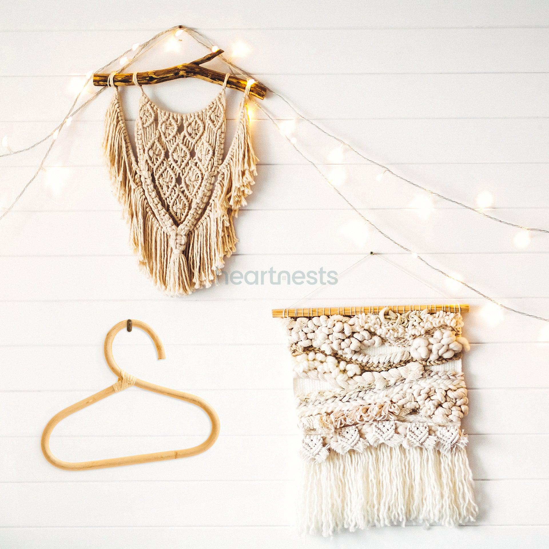 Sita Rattan Wall Decor Hanger - Handwoven Natural Rattan Clothing Hanger