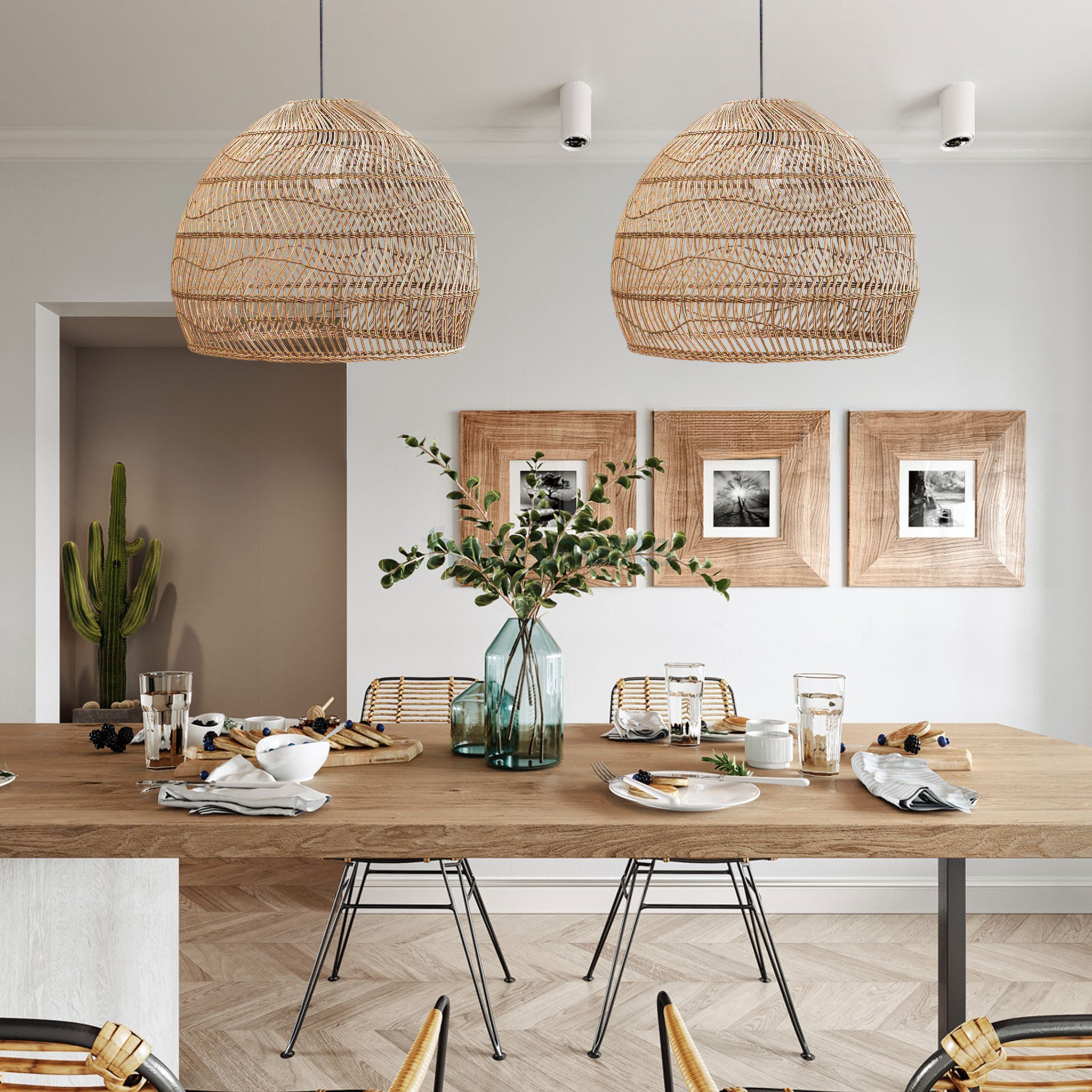 Timea Rattan Pendant Light - Available in 5 sizes- 23.6''/17.7''/15.6''/21.6''/15.7''
