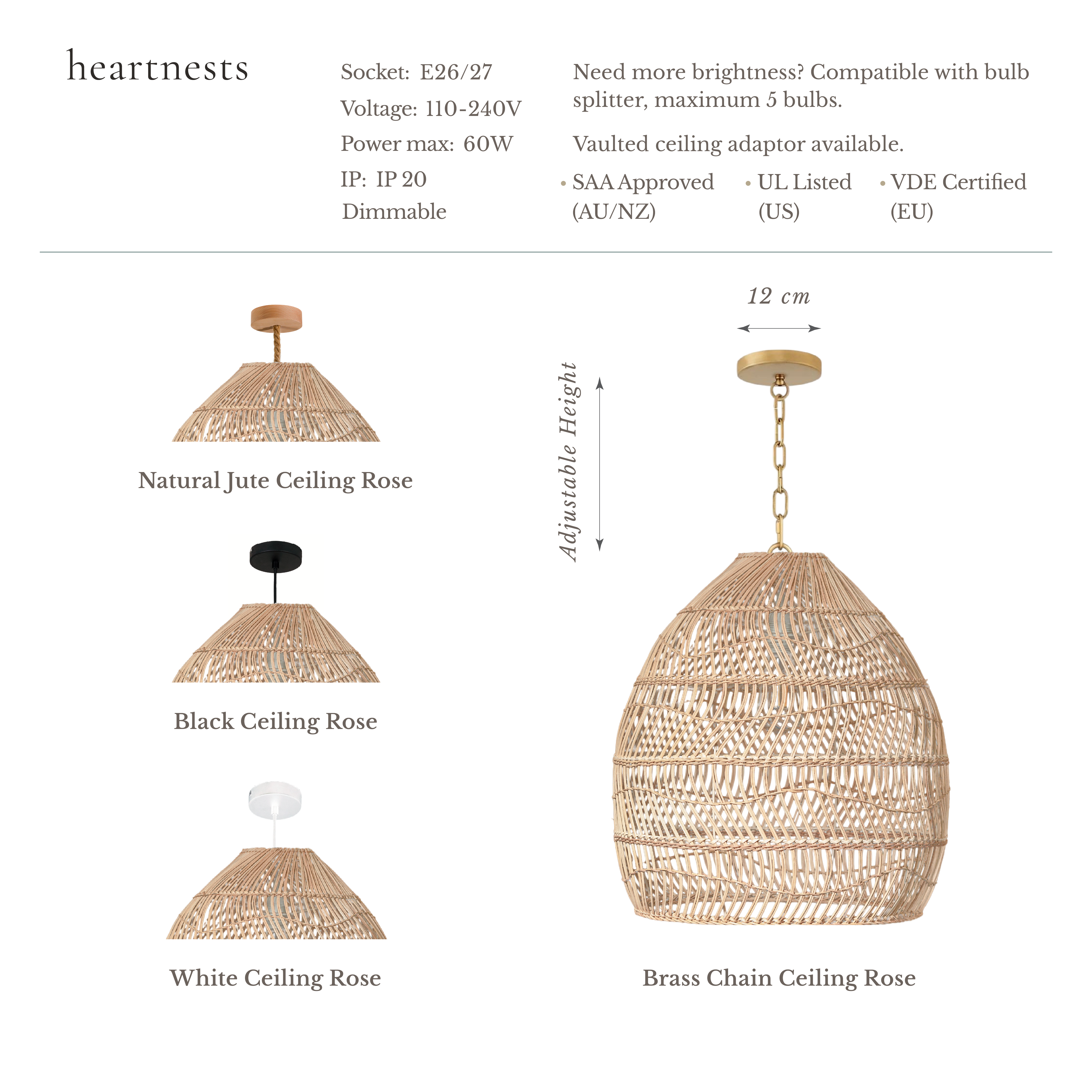 Acacia Rattan Pendant Light - Handwoven Cane Rattan