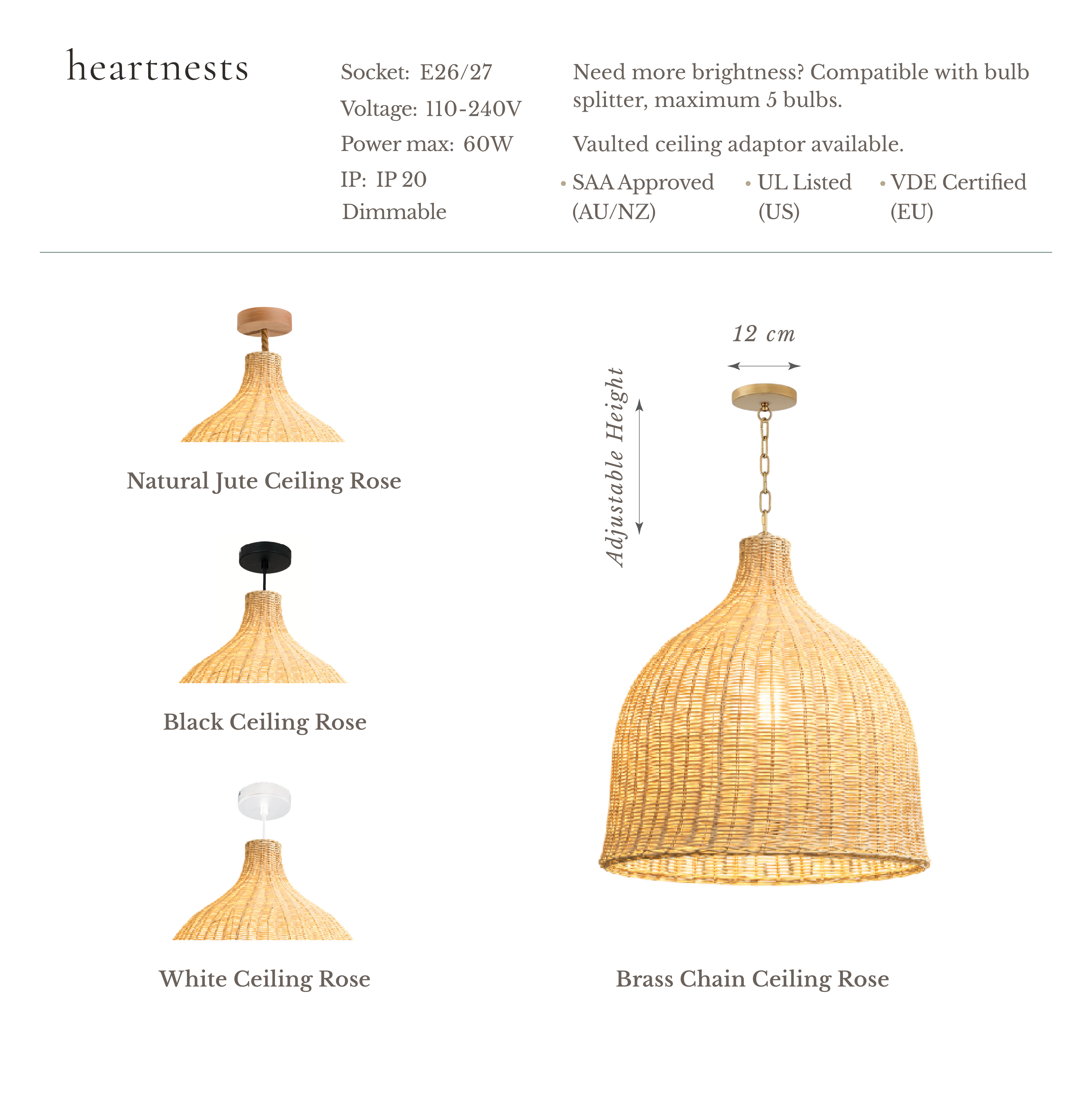Baleria Rattan Pendant Light - Handwoven Cane Rattan