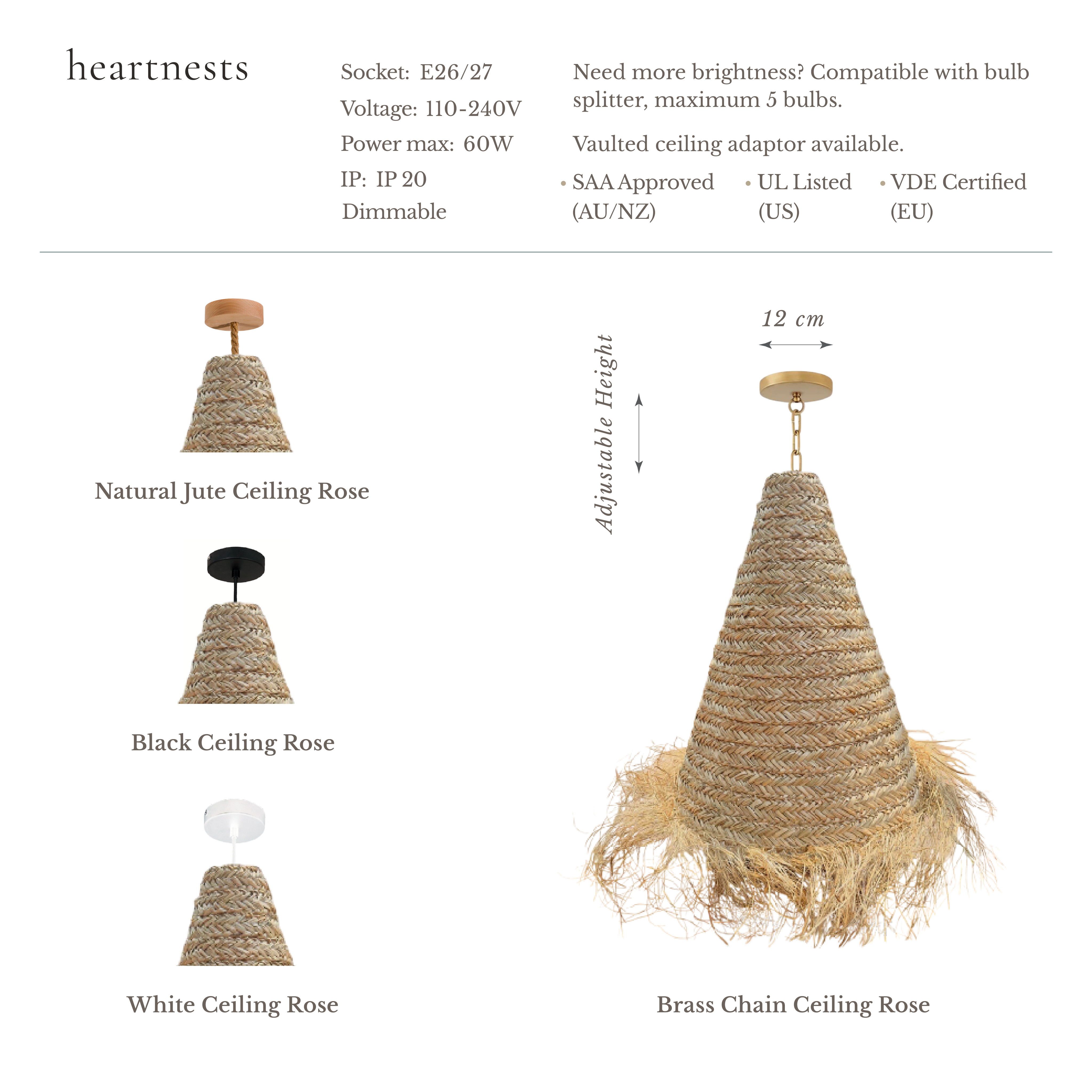 Bora Seagrass Pendant Light - Handwoven Organic Seagrass