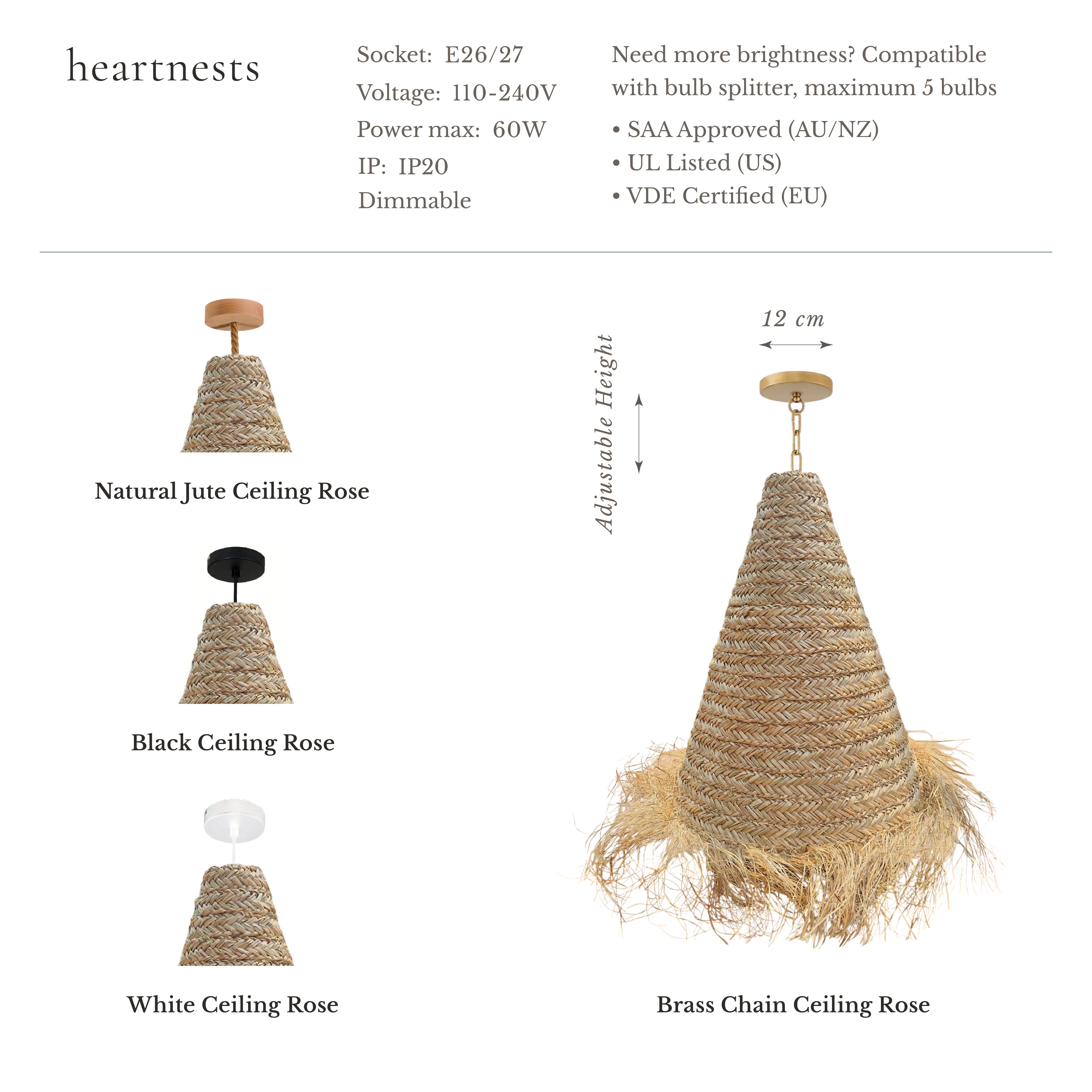Bora Seagrass Pendant Light - Handwoven Organic Seagrass