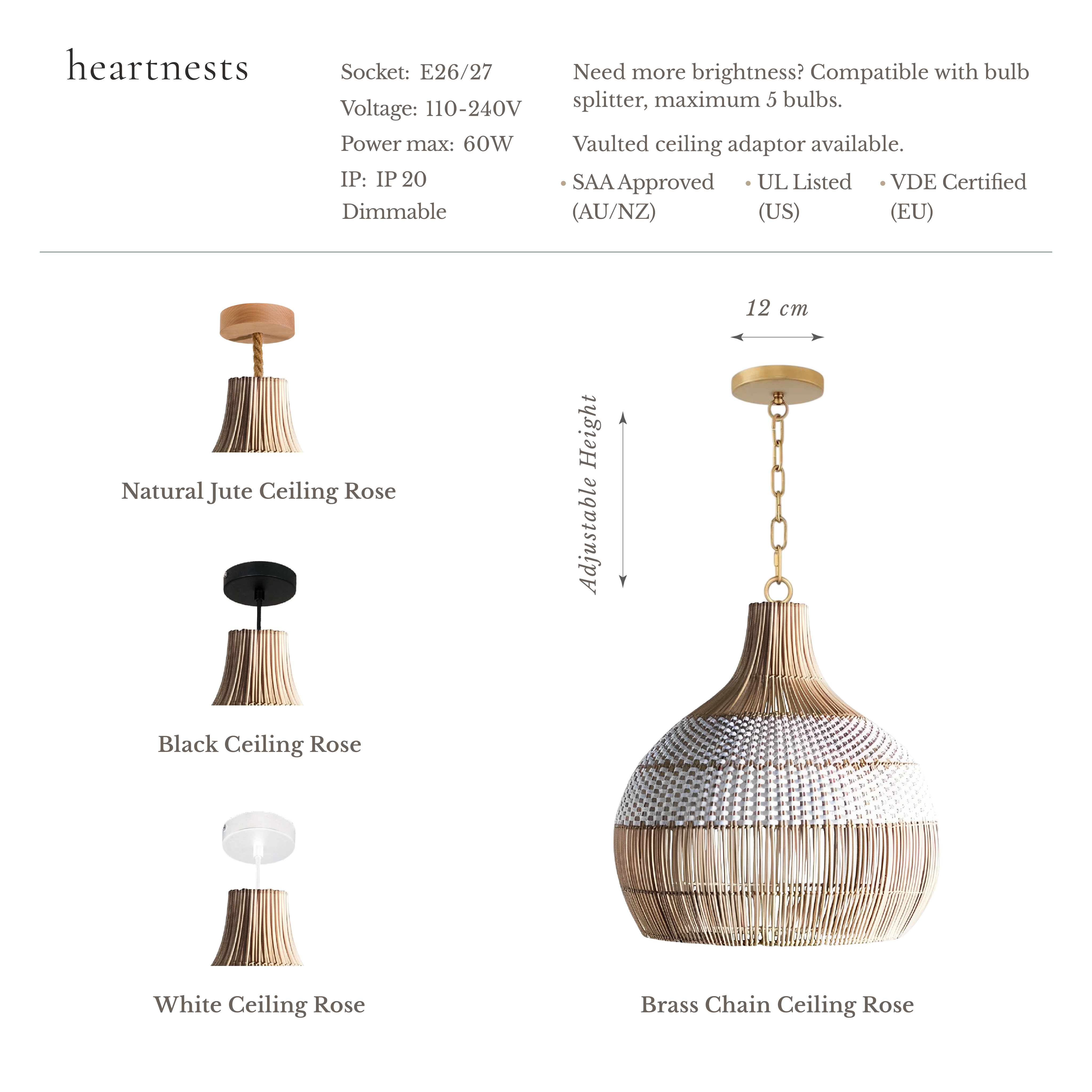 Catalina Rattan Pendant Light Bundle Set of 3 - Natural & White Weave