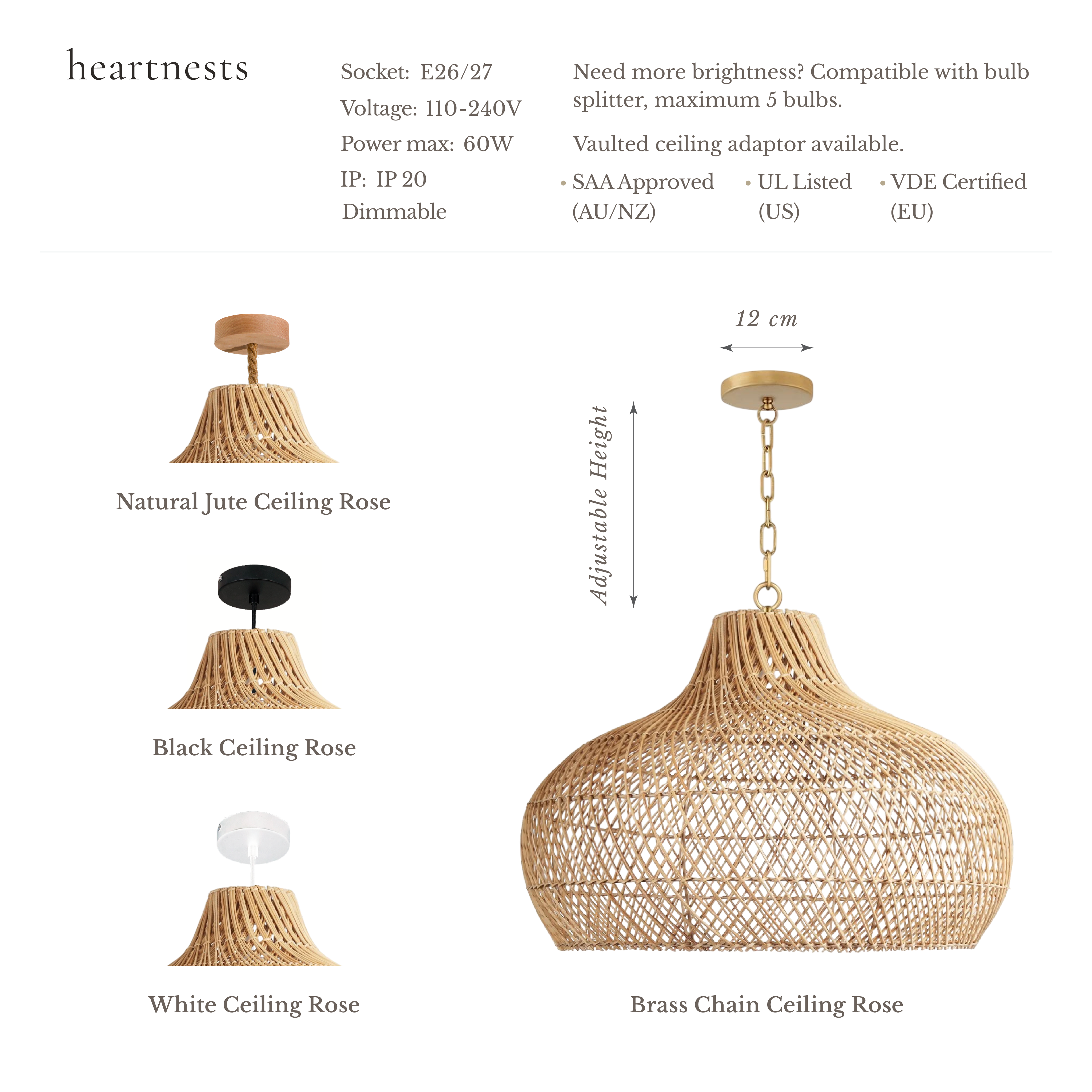 Fraser Rattan Pendant Light - Handwoven Cane Rattan
