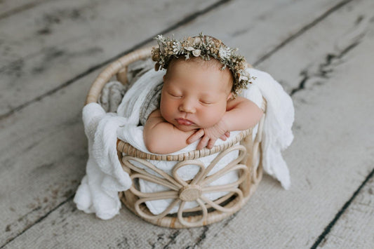 Daisy Handmade Rattan Baby Props. Sustainable Newborn Photography