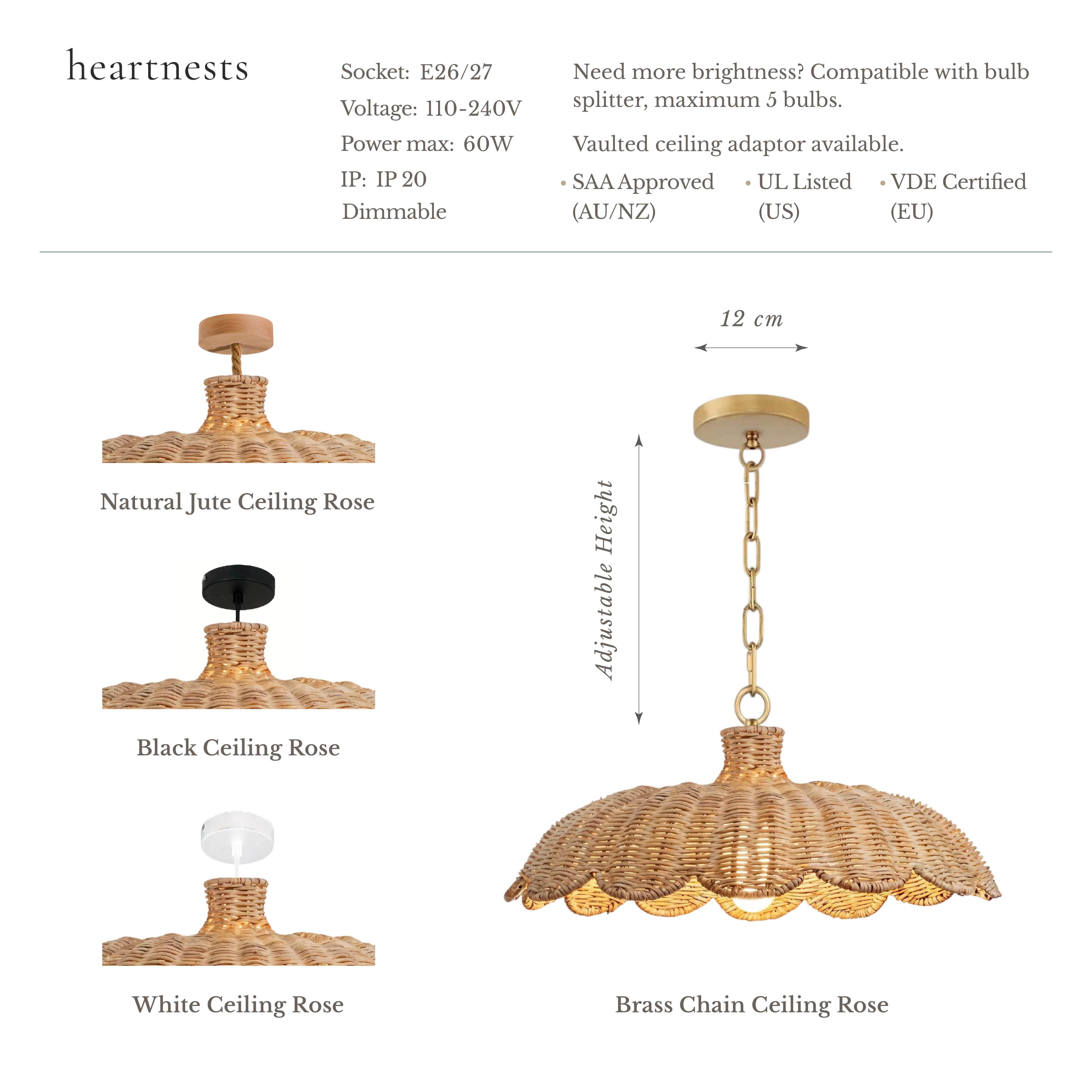 Isle Rattan Pendant Light - Handwoven Cane Rattan Ceiling Lamp