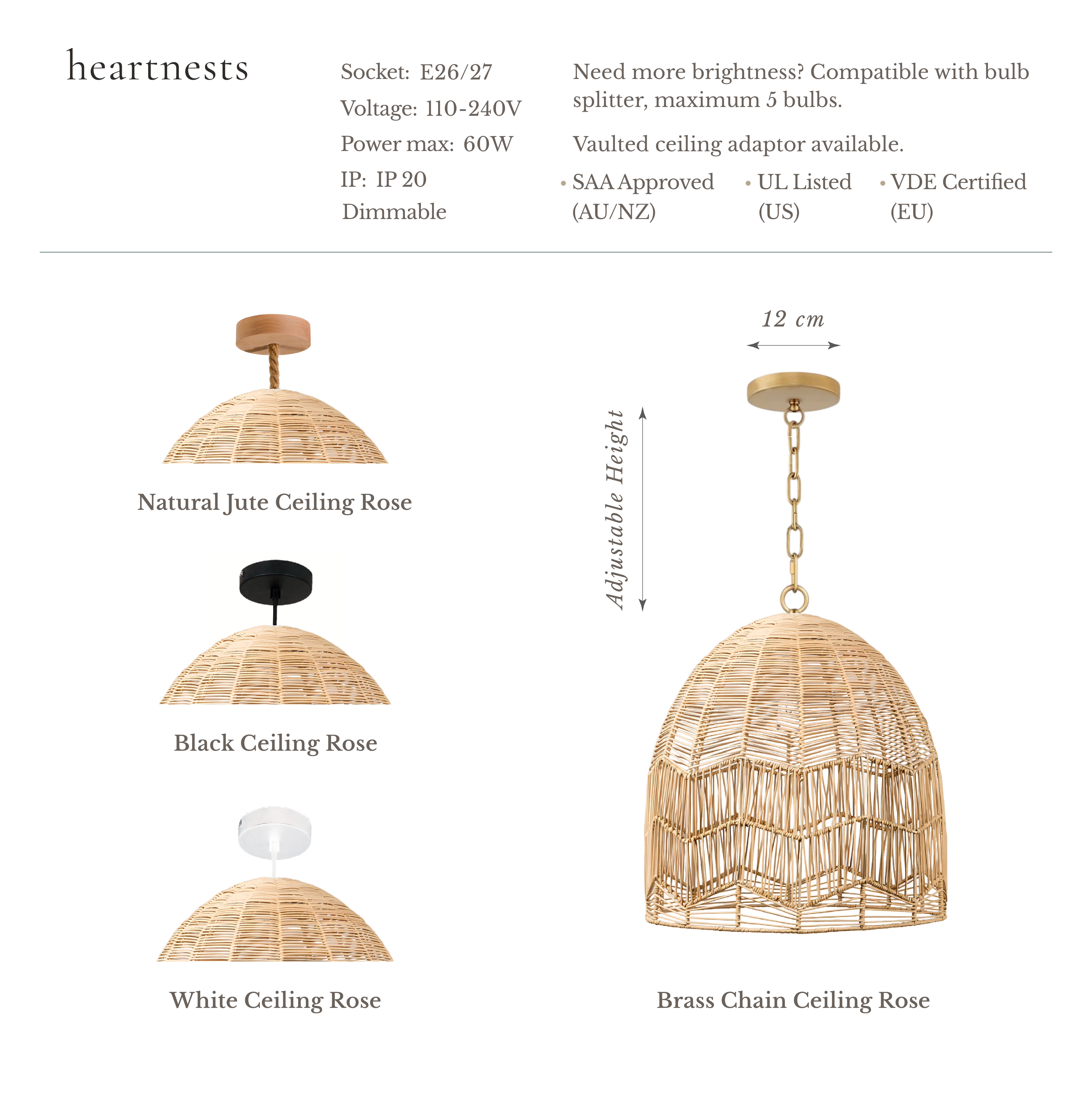 Lacy Rattan Pendant Light - Handwoven Cane Rattan