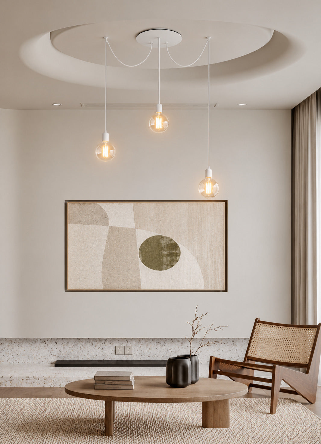 Large 3-Light Round Ceiling Rose – 200 mm