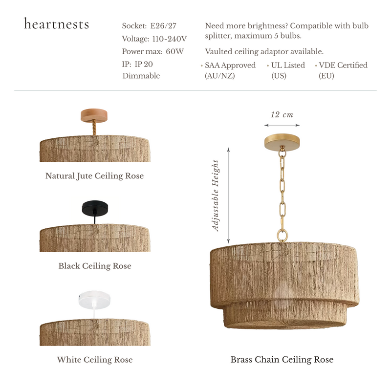 Lumina Jute Pendant Light - Handwoven Natural Jute