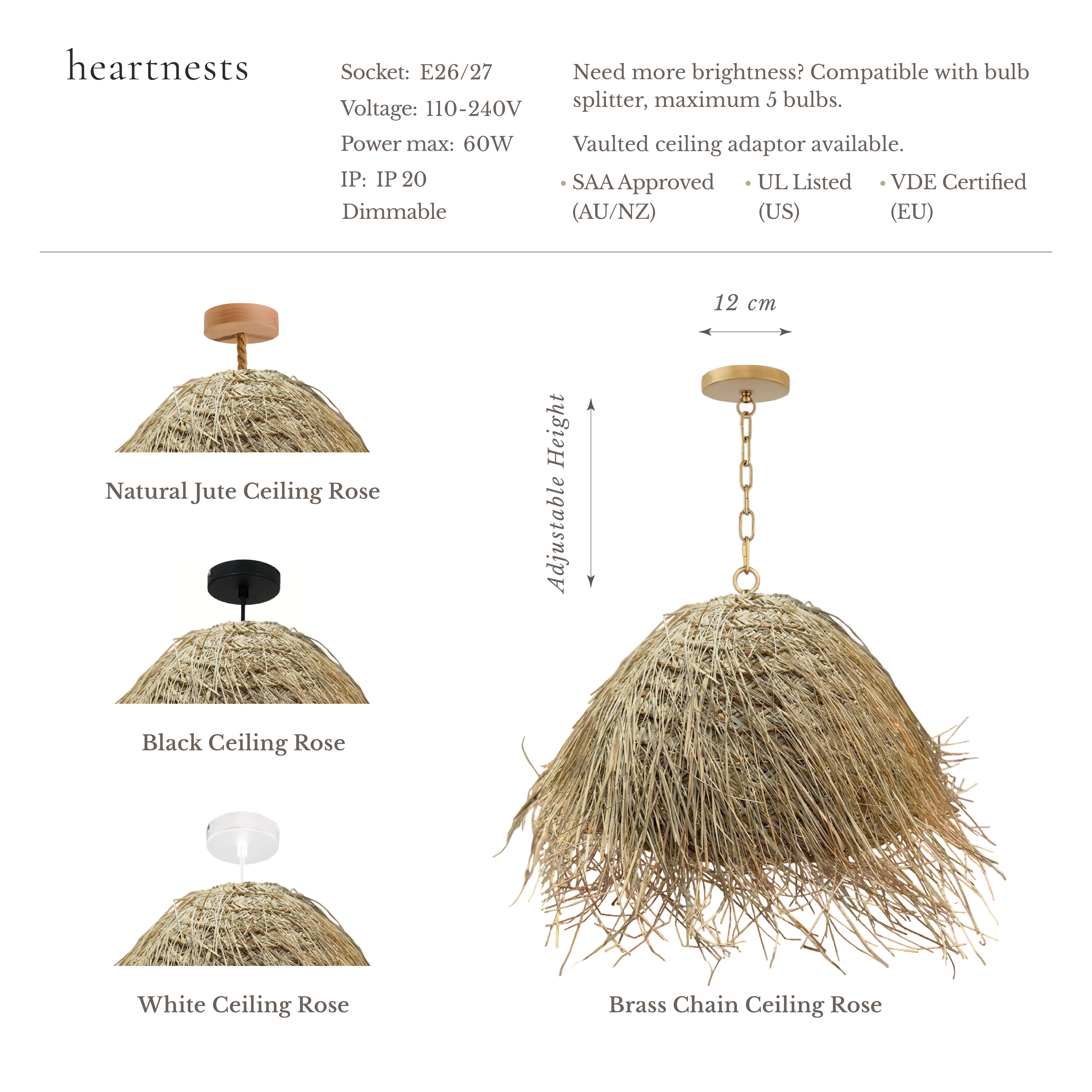 Majorca Seagrass Pendant Light - Handwoven Organic Seagrass