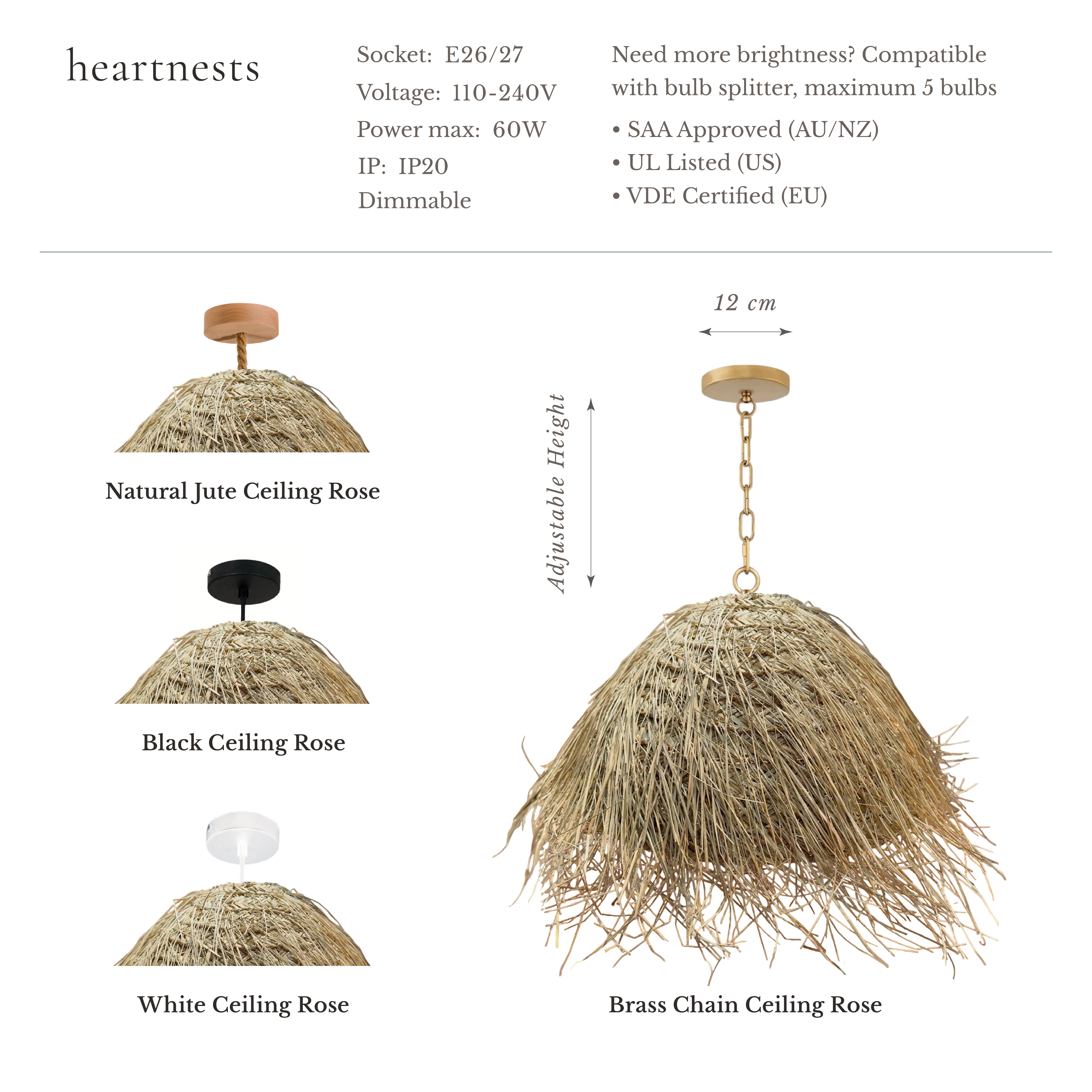 Majorca Seagrass Pendant Light - Handwoven Organic Seagrass