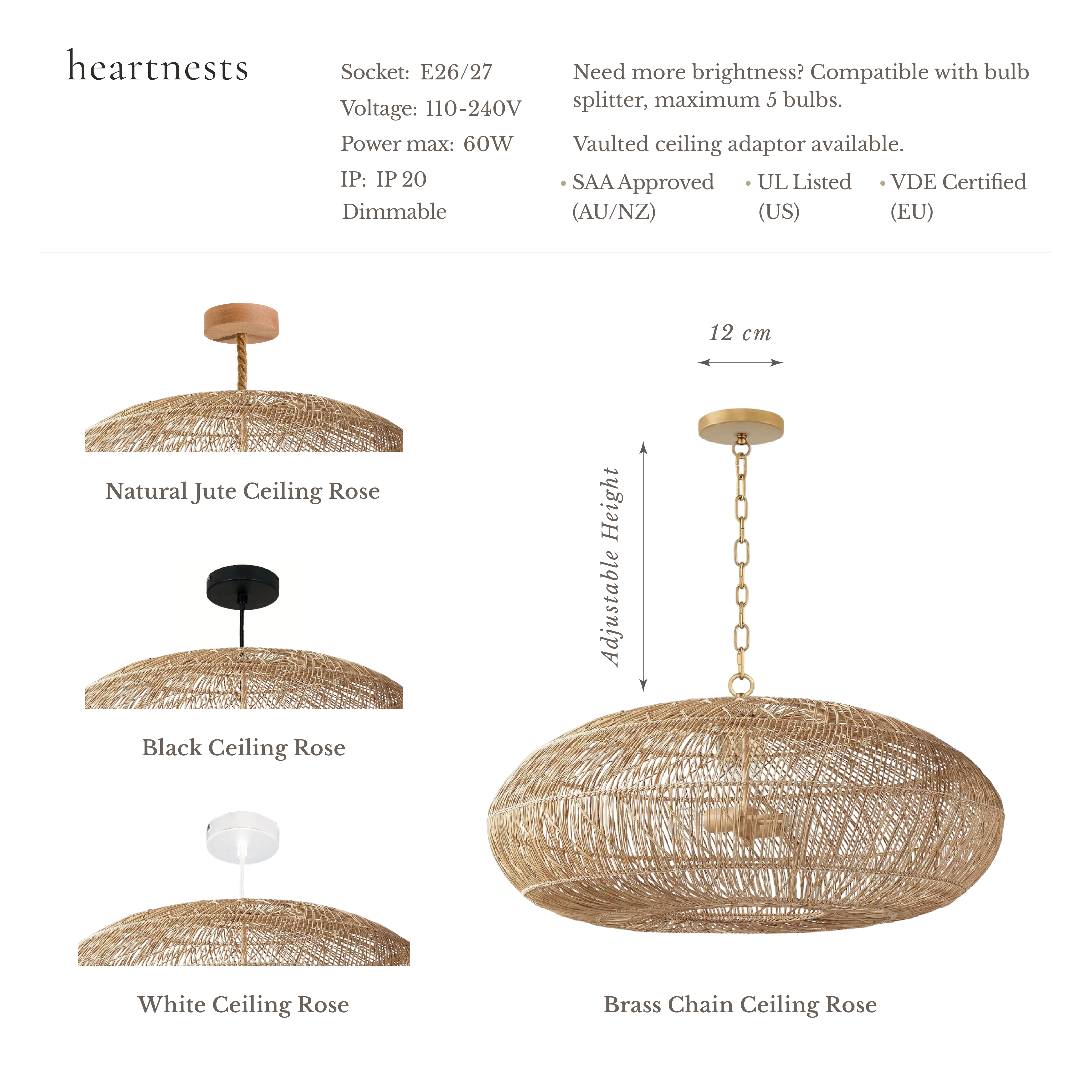 Maldives Rattan Pendant Light - Handwoven Cane Rattan