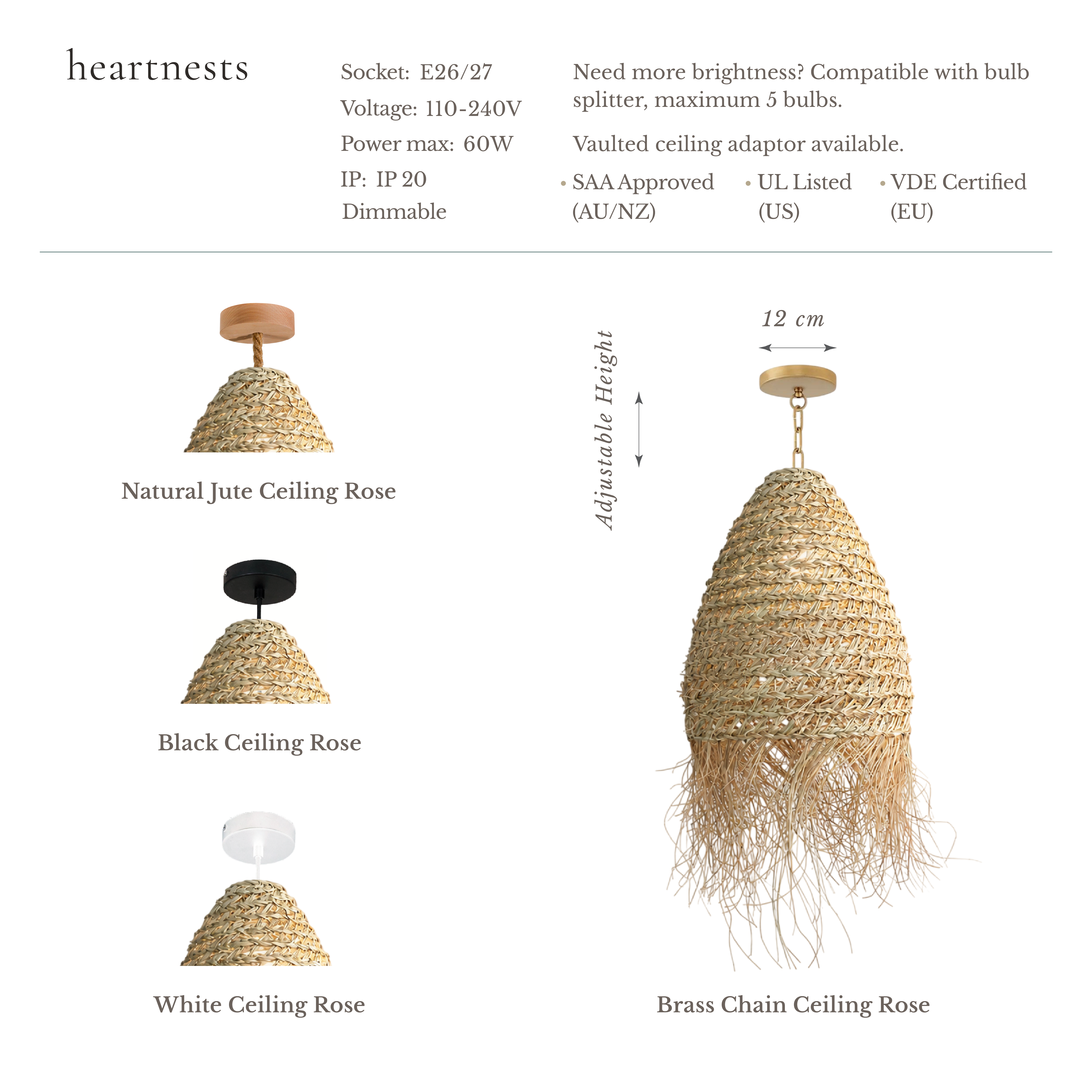 Molokai Seagrass Pendant Light - Handwoven Organic Seagrass