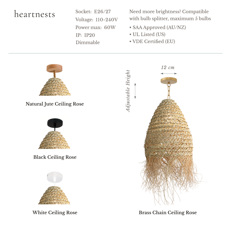 Molokai Seagrass Pendant Light - Handwoven Organic Seagrass