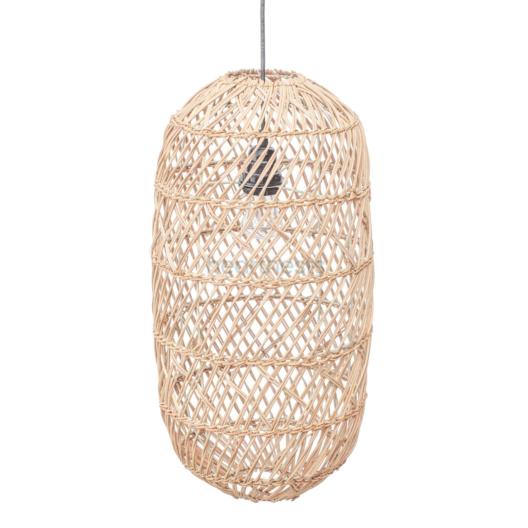 A Heartnests' Moreton Rattan Pendant Light is on white background