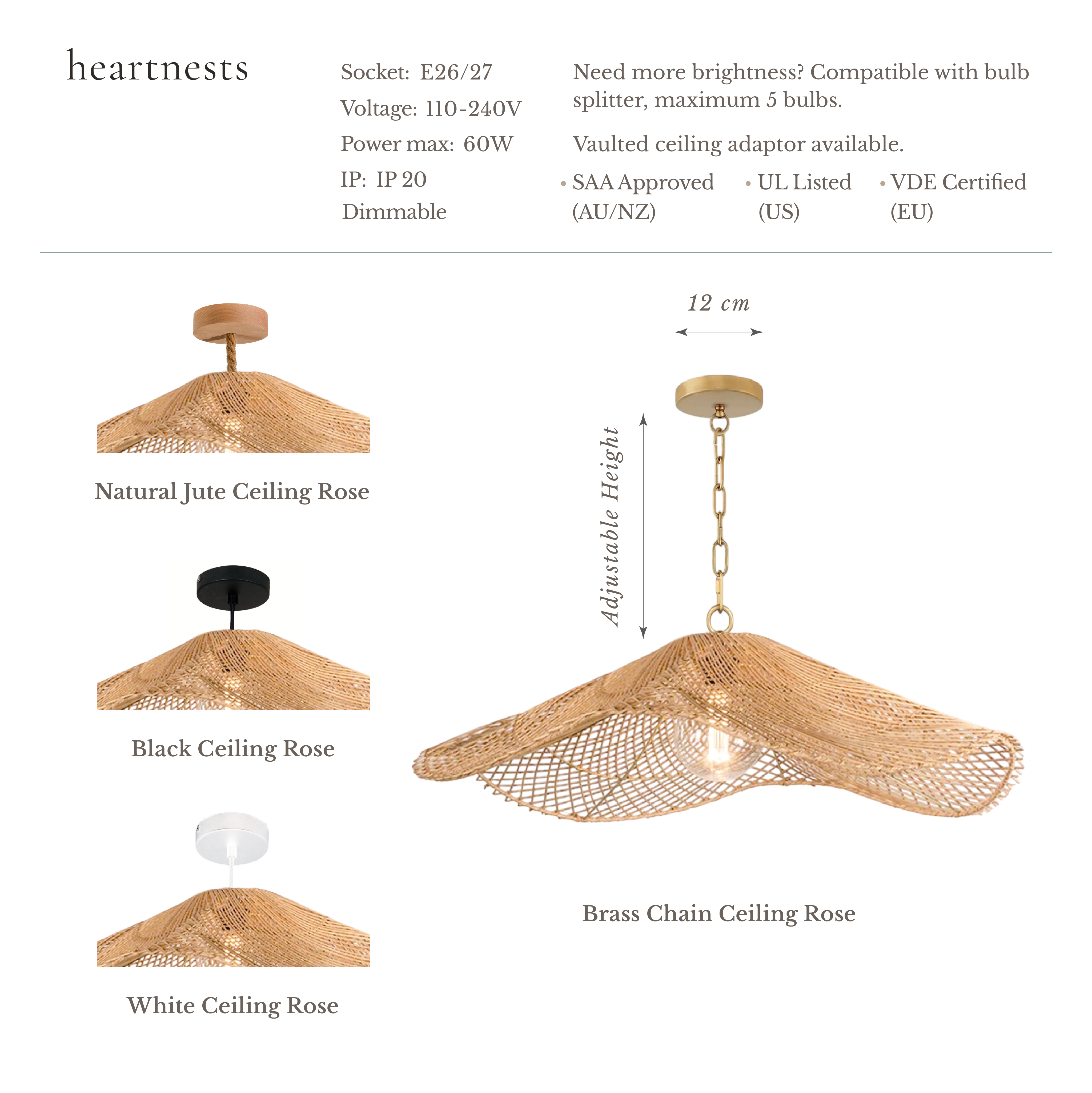 San Clemente Rattan Pendant Light - Handwoven Cane Rattan
