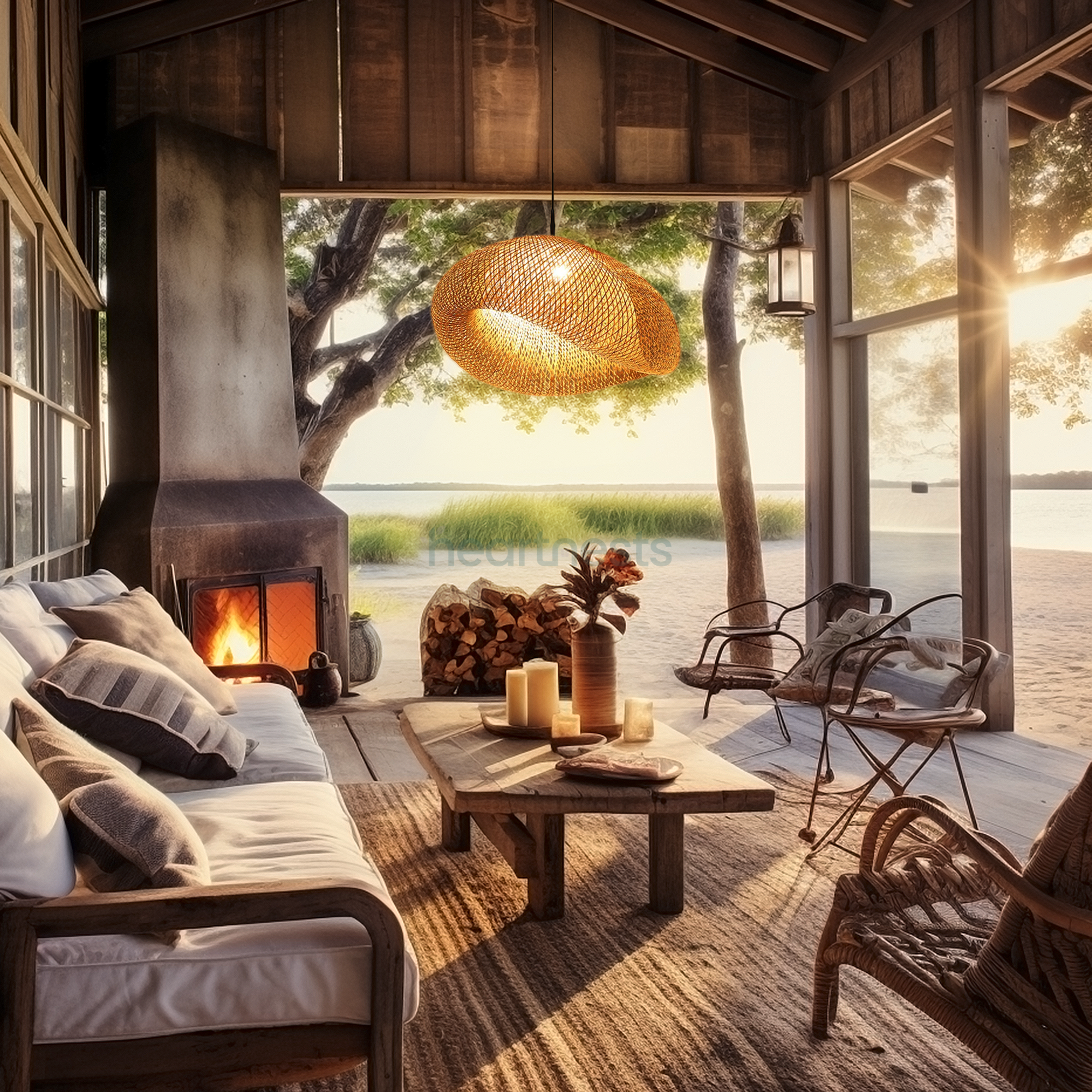 Twinie Bamboo Wicker Pendant Light - Size 60cm/23.6''